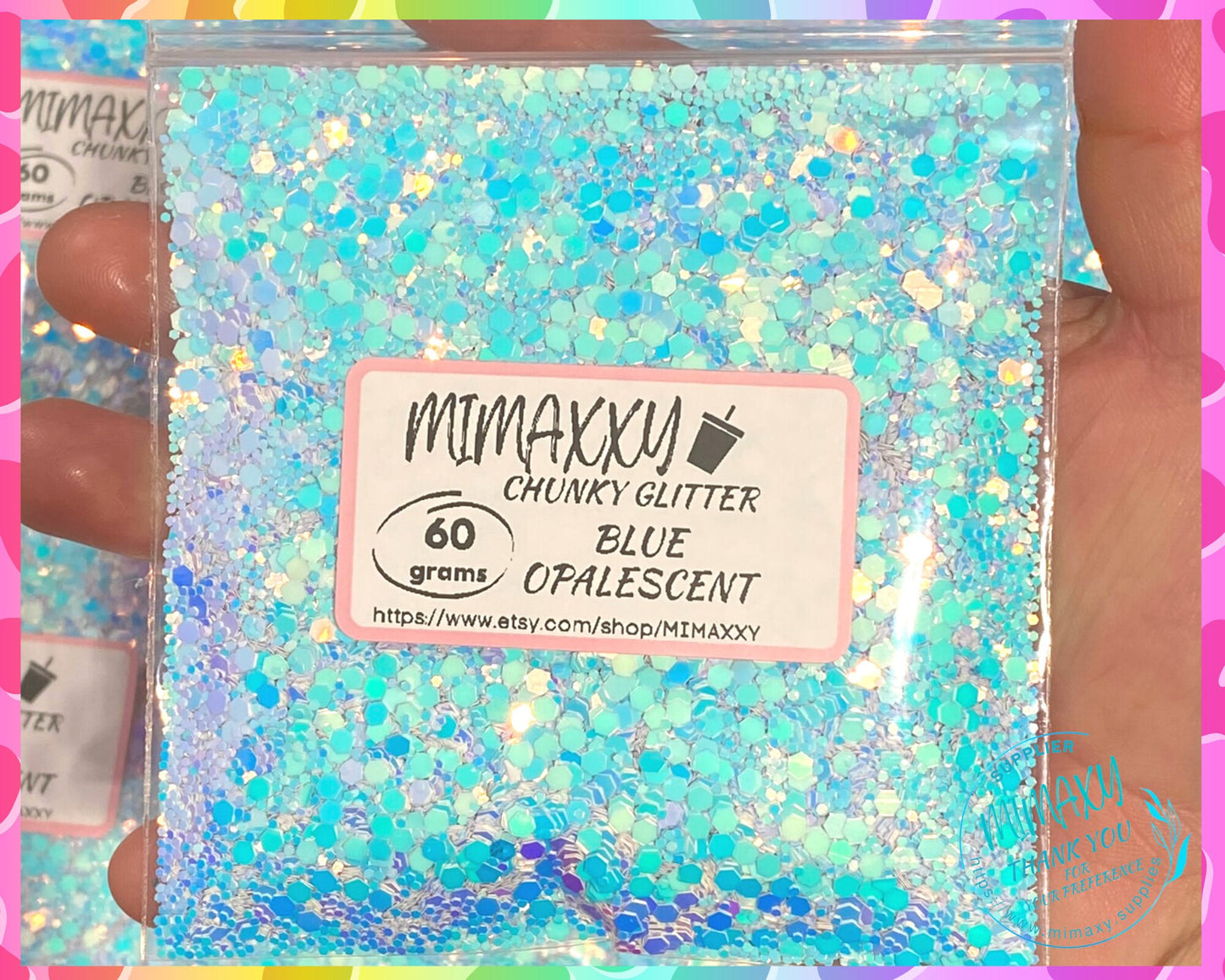 BLUE OPALESCENT  ,Shaped Glitter, Chunky Glitter Mix, Cosmetic Glitter,Nail Art, Resin art,Snow Globe Tumbler,Craft, CHUNKY 003