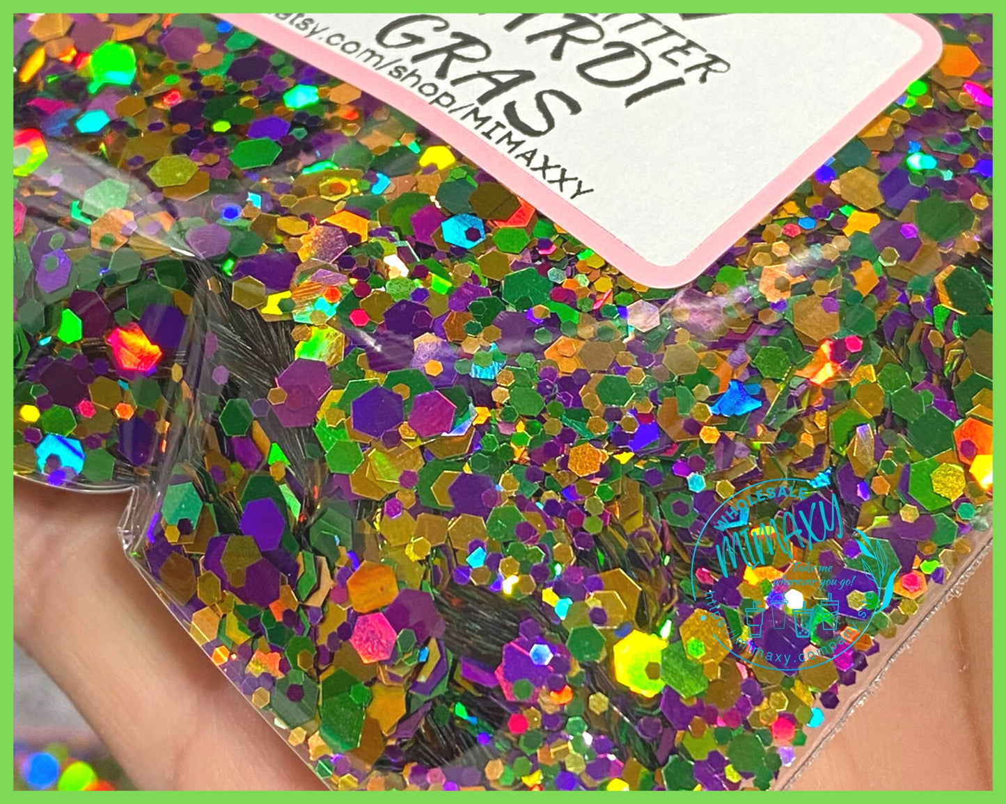 MARDI GRAS Holographic Mix, loose glitter, Shaped Glitter, Chunky Glitter, Cosmetic Glitter,Nail Art, Resin art,Snow Globe Tumbler, MIX 021