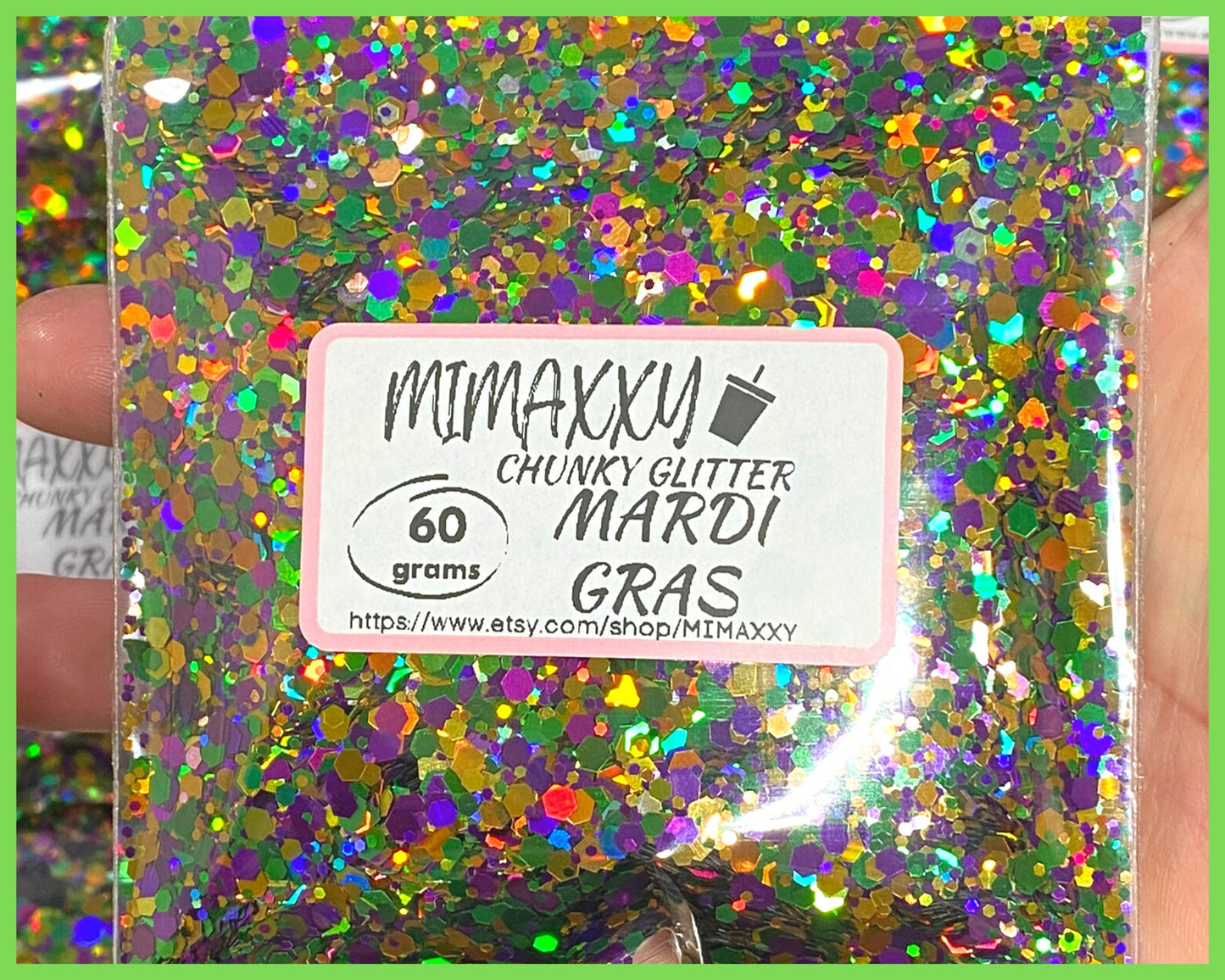 MARDI GRAS Holographic Mix, loose glitter, Shaped Glitter, Chunky Glitter, Cosmetic Glitter,Nail Art, Resin art,Snow Globe Tumbler, MIX 021