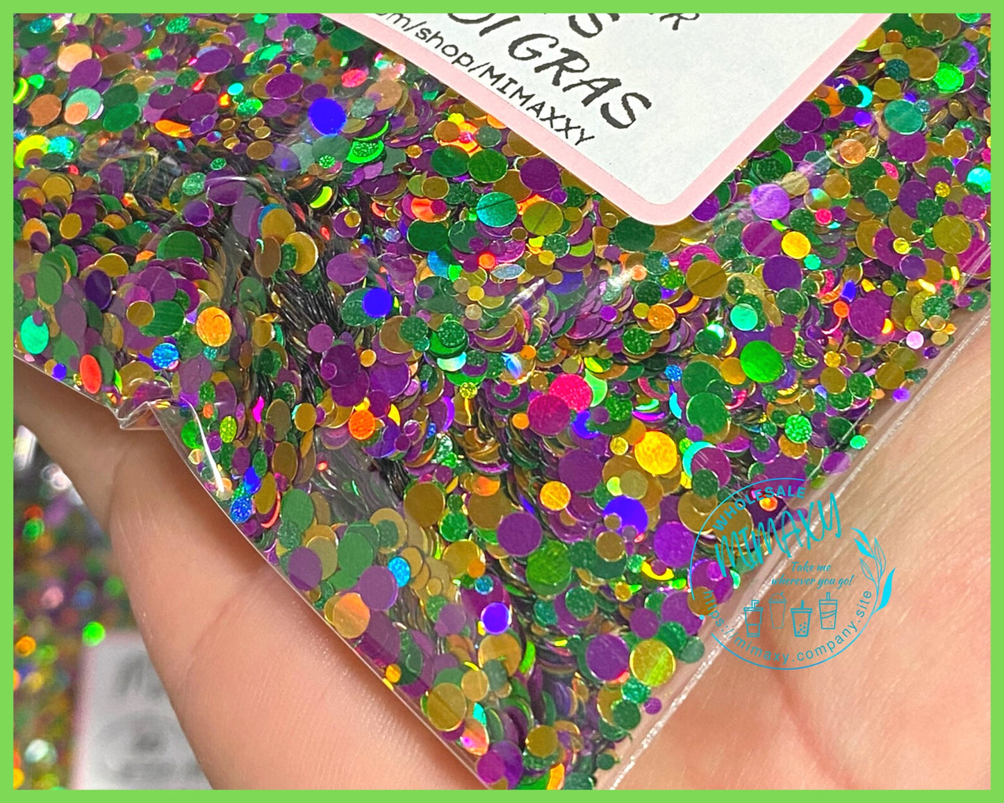 MARDI GRAS Dots, Holographic Mix, loose glitter, Shaped Glitter, Chunky Glitter, Cosmetic,Nail Art, Resin art,Snow Globe Tumbler, DOTS 009