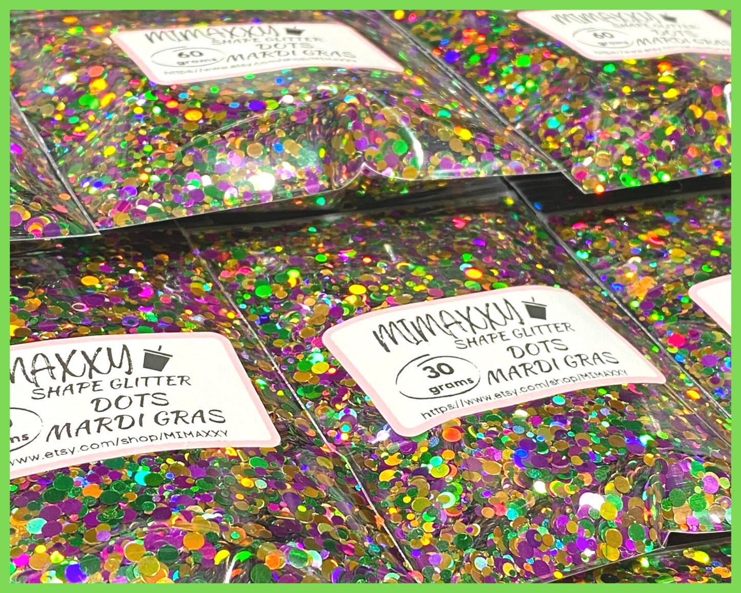 MARDI GRAS Dots, Holographic Mix, loose glitter, Shaped Glitter, Chunky Glitter, Cosmetic,Nail Art, Resin art,Snow Globe Tumbler, DOTS 009