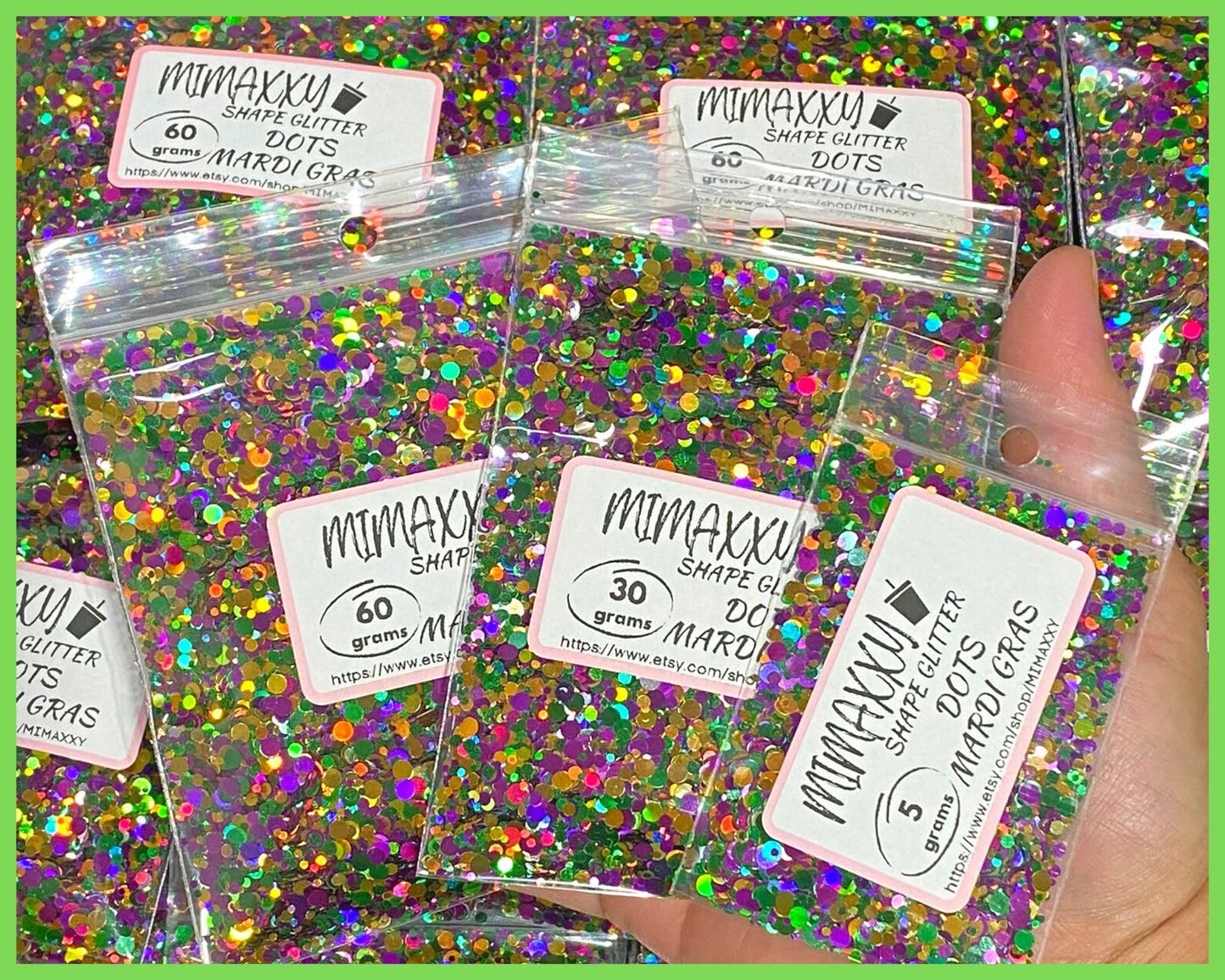 MARDI GRAS Dots, Holographic Mix, loose glitter, Shaped Glitter, Chunky Glitter, Cosmetic,Nail Art, Resin art,Snow Globe Tumbler, DOTS 009