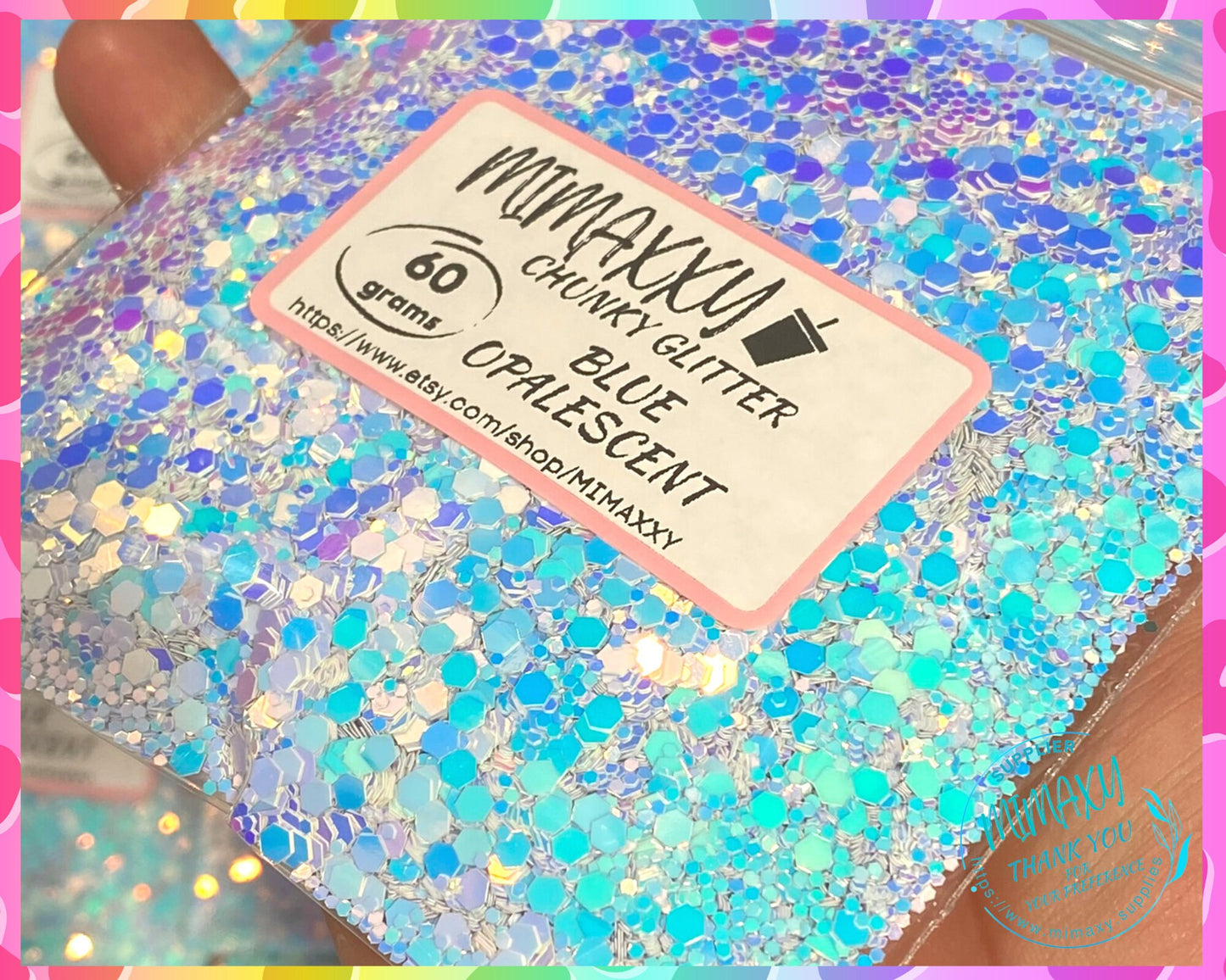 BLUE OPALESCENT  ,Shaped Glitter, Chunky Glitter Mix, Cosmetic Glitter,Nail Art, Resin art,Snow Globe Tumbler,Craft, CHUNKY 003