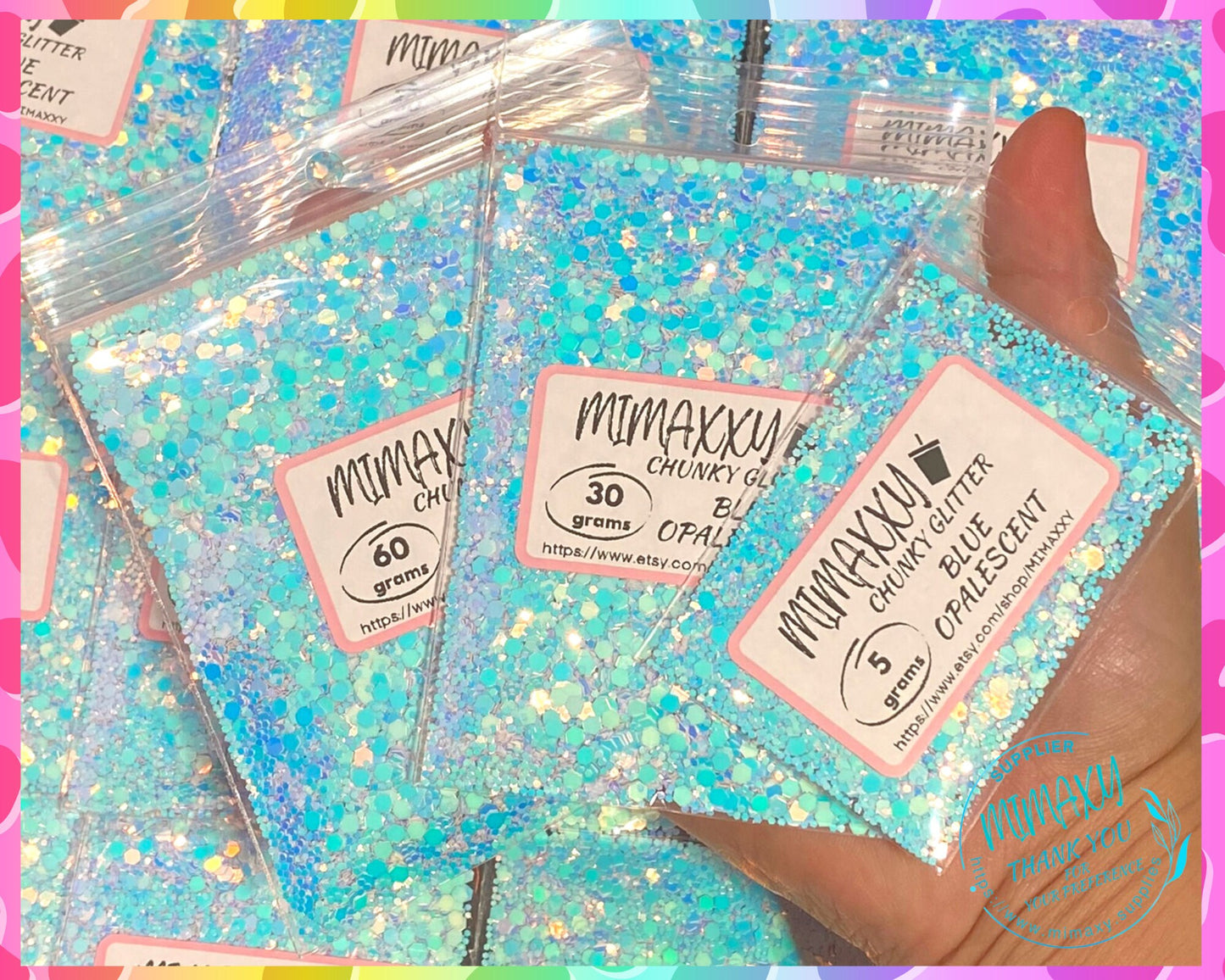 BLUE OPALESCENT  ,Shaped Glitter, Chunky Glitter Mix, Cosmetic Glitter,Nail Art, Resin art,Snow Globe Tumbler,Craft, CHUNKY 003