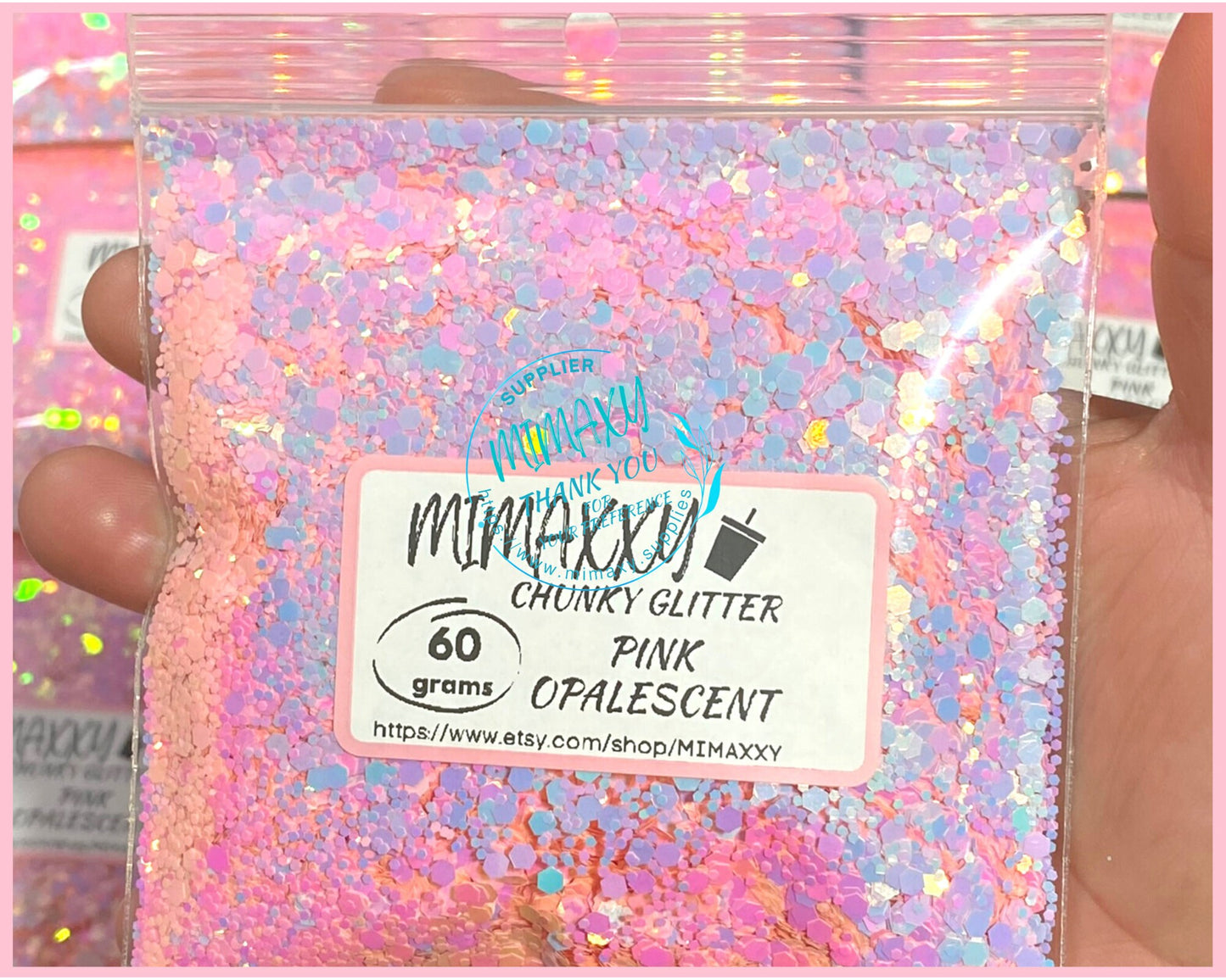 PINK OPALESCENT  ,Shaped Glitter, Chunky Glitter Mix, Cosmetic Glitter,Nail Art, Resin art,Snow Globe Tumbler,Craft, CHUNKY 002