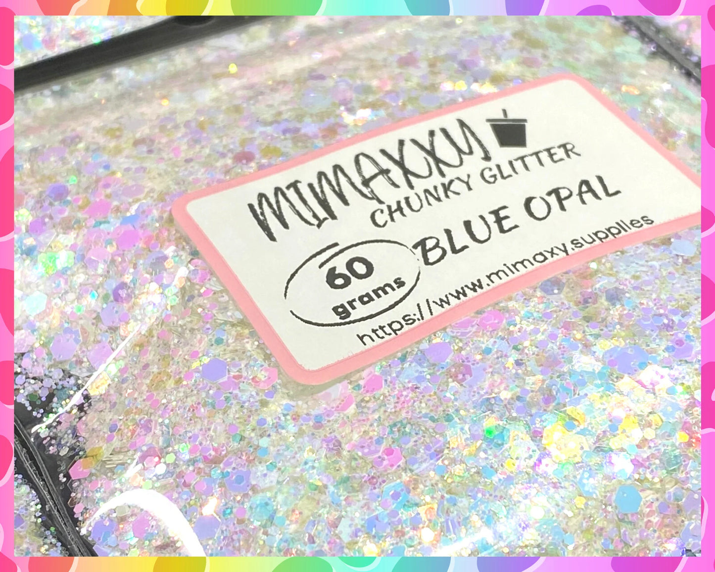 BLUE OPAL  ,Shaped Glitter, Chunky Glitter Mix, Cosmetic Glitter,Nail Art, Resin art,Snow Globe Tumbler,Craft, WHITE 003