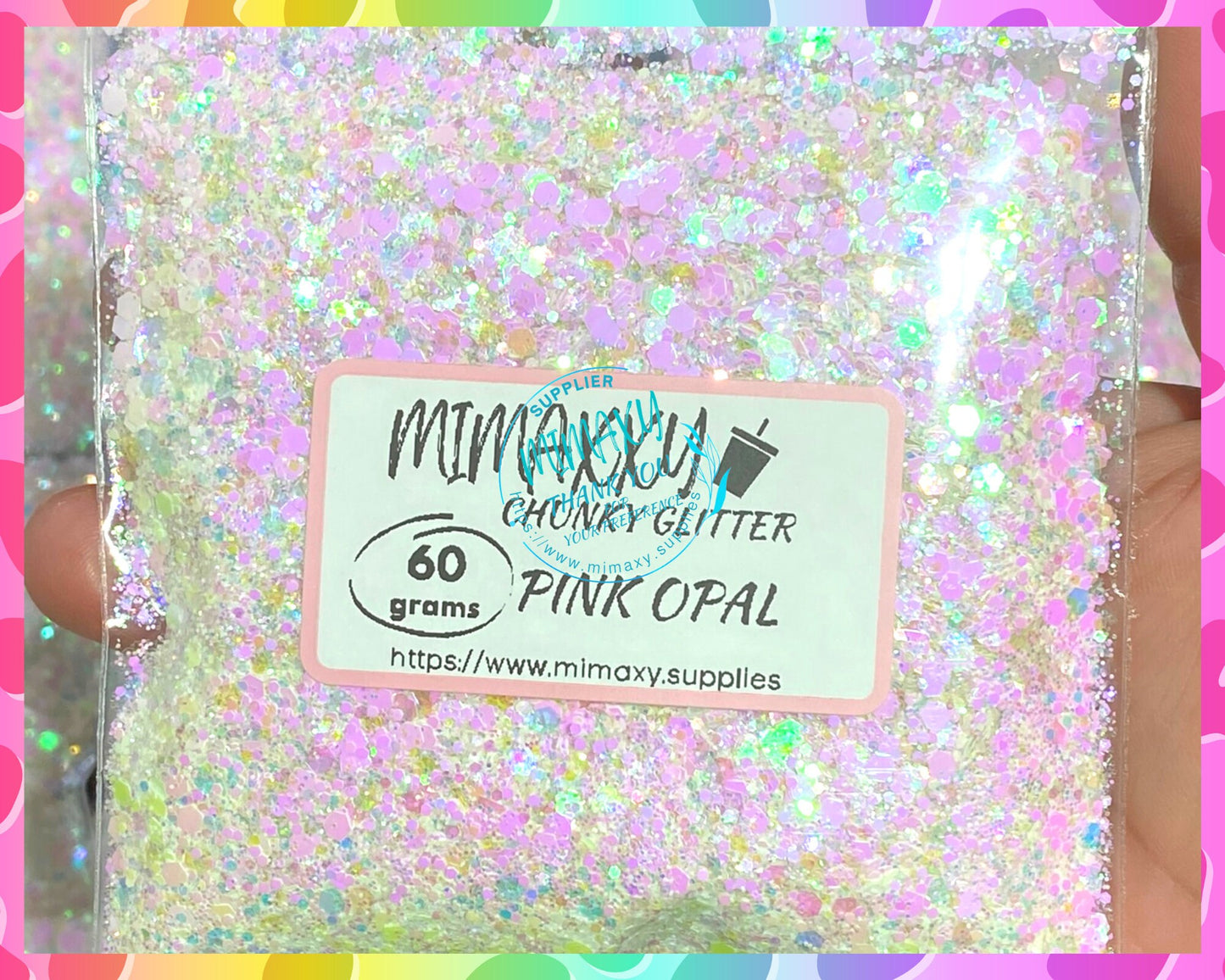 PINK OPAL Shaped Glitter, Chunky Glitter Mix, Cosmetic Glitter,Nail Art, Resin art,Snow Globe Tumbler,Craft, WHITE 002