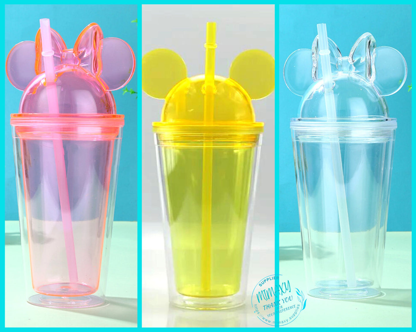 16oz. MOUSE TUMBLER, Bow, Ears Acrylic Tumbler / Acrylic Tumbler Double Wall 16oz / Double Wall Tumbler, DIY, Party favors, crafts