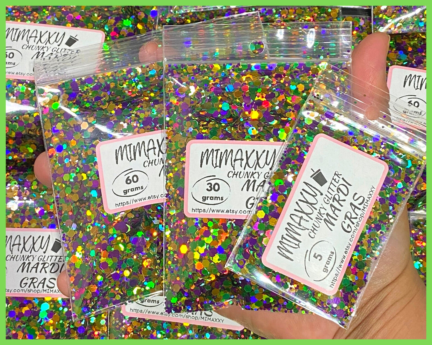 MARDI GRAS Holographic Mix, loose glitter, Shaped Glitter, Chunky Glitter, Cosmetic Glitter,Nail Art, Resin art,Snow Globe Tumbler, MIX 021
