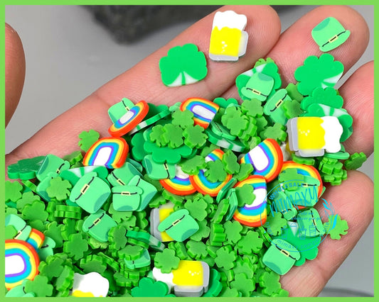 5-10mm Irish Fun Mix Rainbow Shamrock St Patty's Day, shamrock, pot of gold, leprechaun, limerick, bagpipe, luck, good luck, CLOVER 007