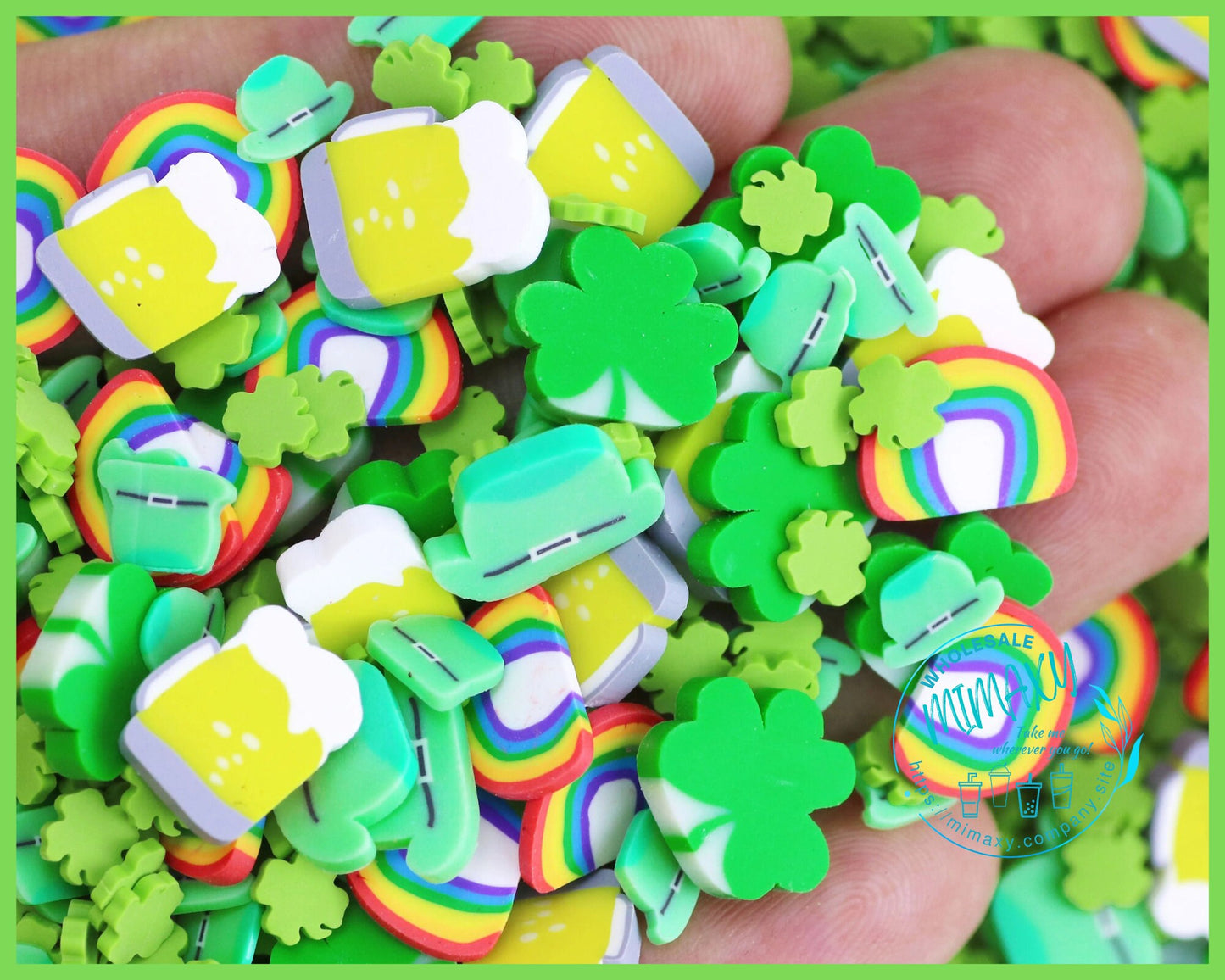 5-10mm Irish Fun Mix Rainbow Shamrock St Patty's Day, shamrock, pot of gold, leprechaun, limerick, bagpipe, luck, good luck, CLOVER 007