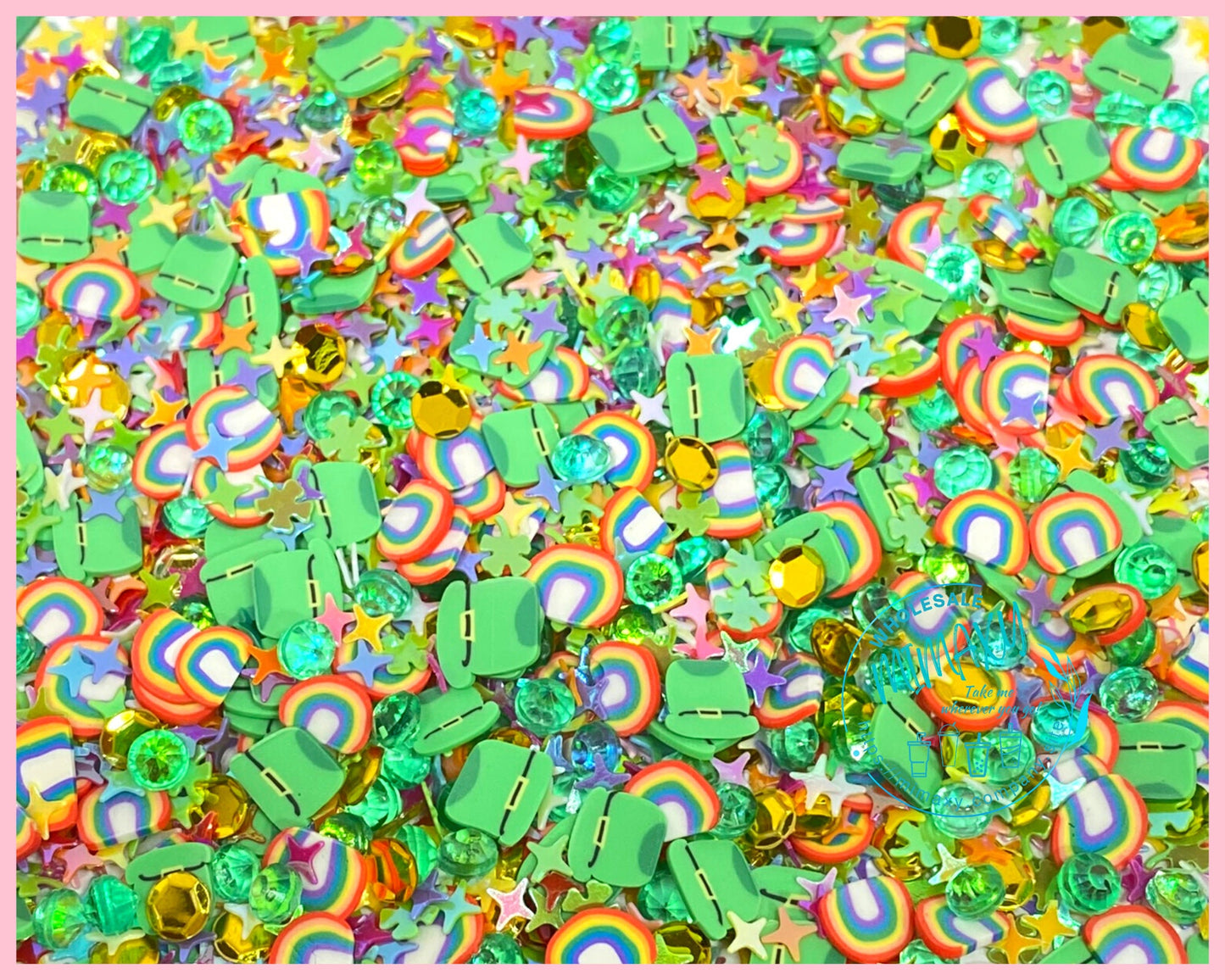 5-10mm Irish Fun Mix Rainbow Shamrock St Patty's Day, shamrock, pot of gold, leprechaun, limerick, bagpipe, luck, good luck, CLOVER 006