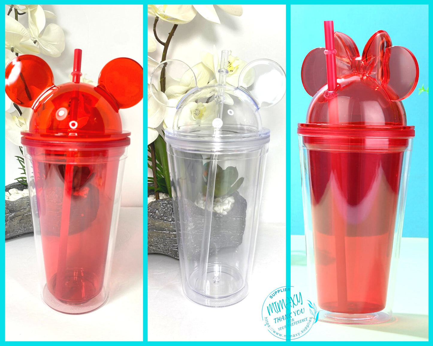 16oz. MOUSE TUMBLER, Bow, Ears Acrylic Tumbler / Acrylic Tumbler Double Wall 16oz / Double Wall Tumbler, DIY, Party favors, crafts
