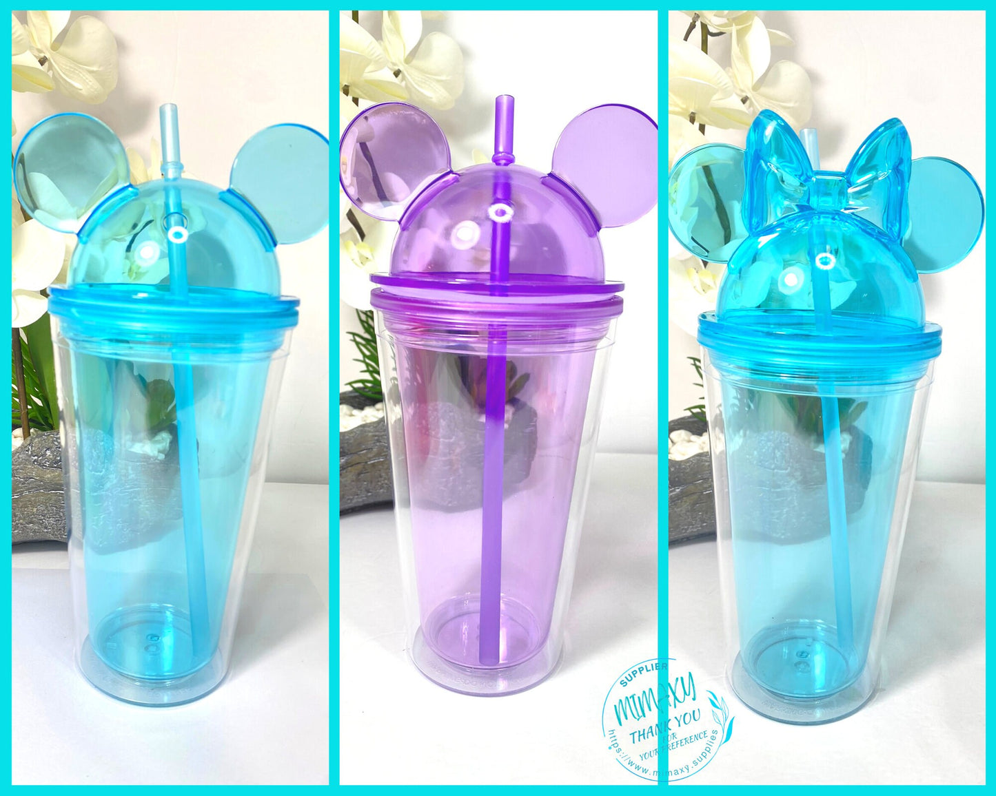 16oz. MOUSE TUMBLER, Bow, Ears Acrylic Tumbler / Acrylic Tumbler Double Wall 16oz / Double Wall Tumbler, DIY, Party favors, crafts