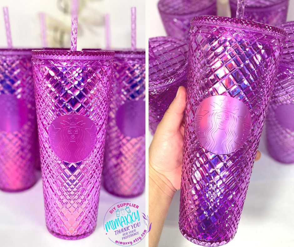 24oz Holographic Starbucks PINK JEWELED Venti cold cup tumbler NEW /Diy/Perfect for gift crafting /Blank Cup /reusable