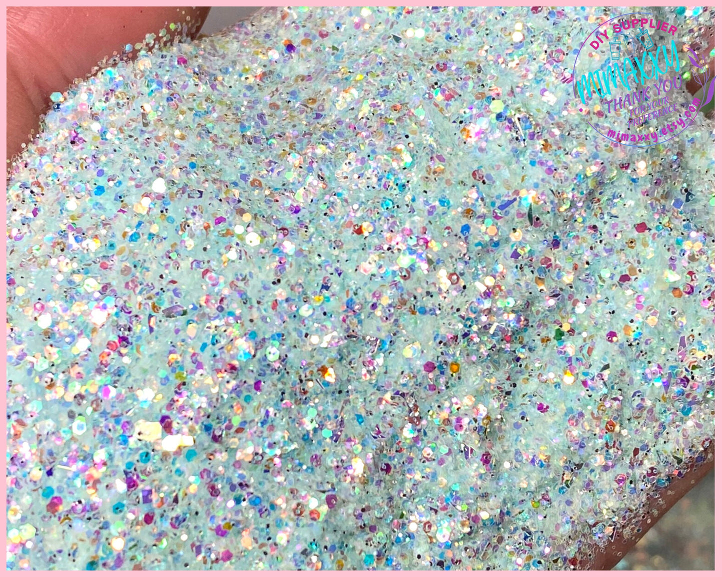 AQUAMARINE DIAMOND, Sparkling Opal Chunky Mixed Polyester Glitter, Cosmetic, body, Glitter,Nail, Art, Resin,Snow Globe Tumbler,Craft, Diam 7