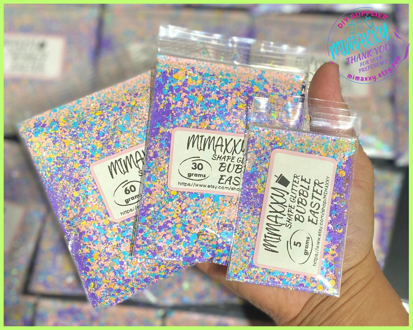 BUBBLE EASTER, macaron, Easter, Shaped Glitter, Chuny Glitter Mix, Cosmetic Glitter,Nail Art, Resin art,Snow Globe Tumbler ,Craft, Matte 015