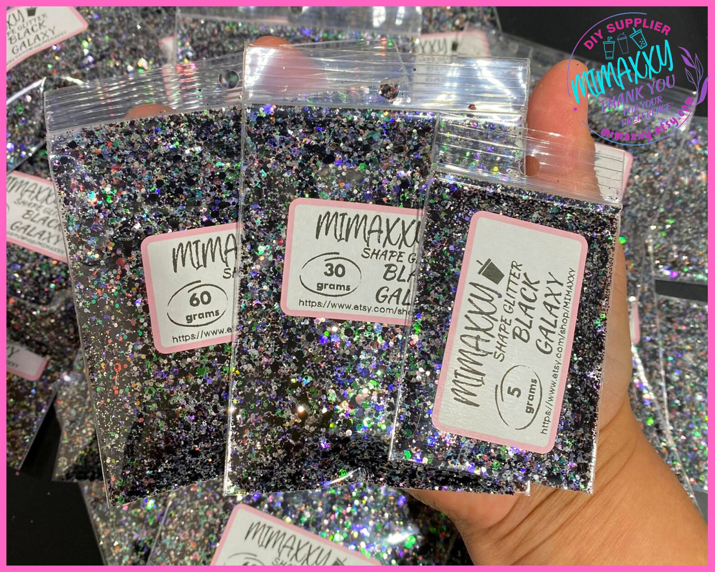 BLACK GALAXY, Shaped Glitter, CHUNKY Glitter Mix, Cosmetic Glitter,Nail Art, Resin art,Snow Globe Tumbler,Craft, Mix 028