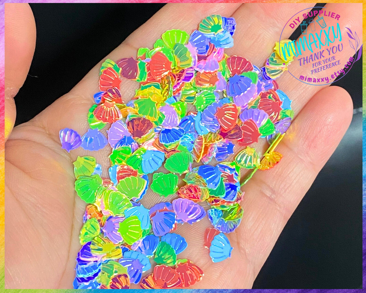5mm Mix SHELLS Mermaid Sea Sprinkle Slime  Fake Bake Nail Art Faux Craft Ships, Shape Glitter, SHELLS 002