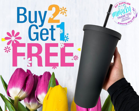 16oz/22oz. BLACK MATTE Tumbler / Double Wall Acrylic Tumbler, Blank,Pastel, Acrylic Matte Plastic, BPA Free,