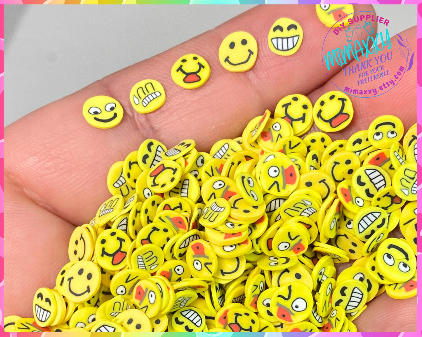 5 mm Mix EMOTICON, Smile, happy, Fake Sprinkles Polymer Clay Slices / nail art / resin art / fimo / DIY /snow globe tumbler, EMOTICON 004