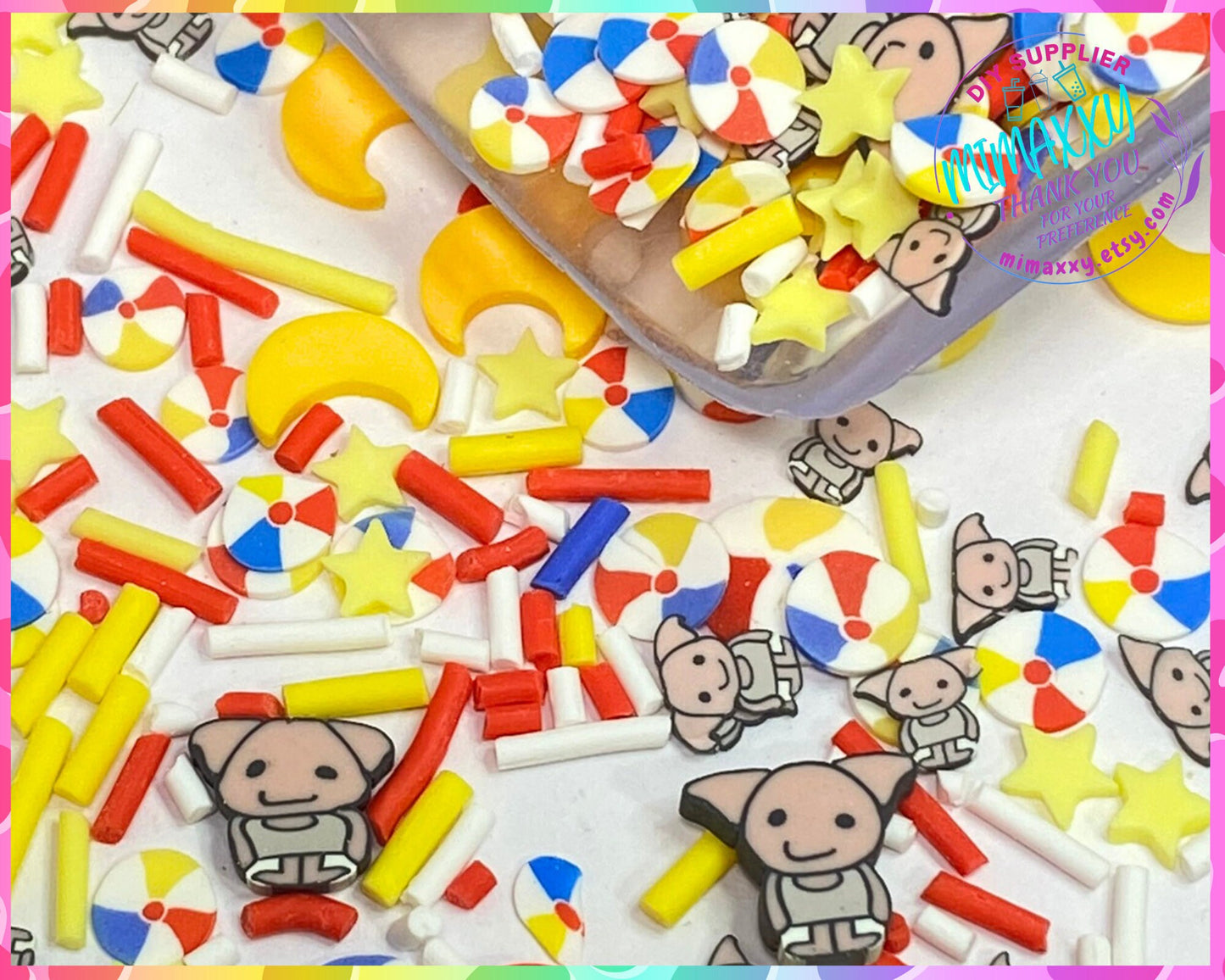 5-10mm House Elf Polymer Clay Slices, Slime, Craft Supplies, Faux Sprinkles, Non-Edible, Tumbler Making, Nail Art, Cute Fimo, MOVIE 003
