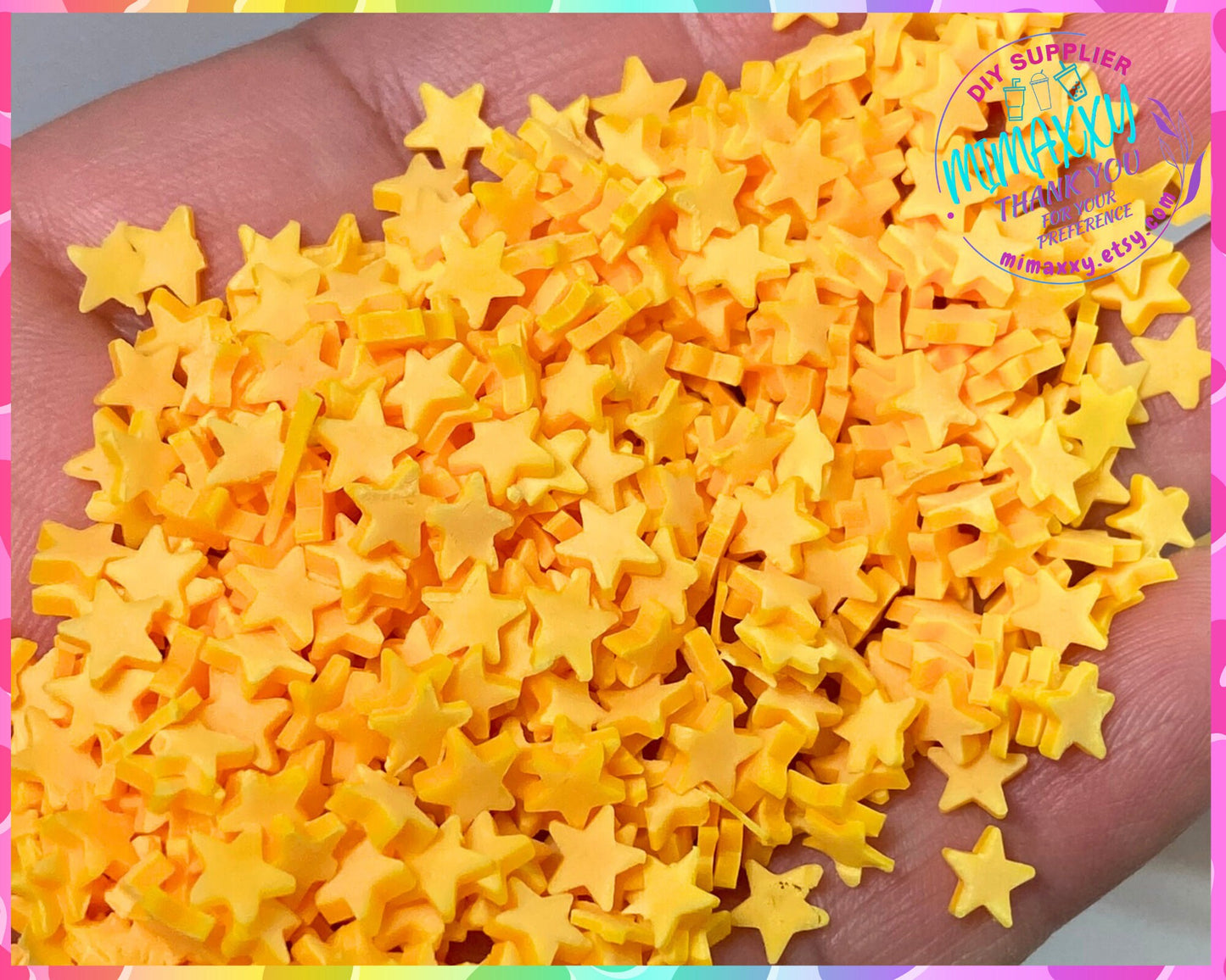 5mm Yellow Star Polymer Clay Slices, Fimo, DIY, Fake Foo, Slime, Snow Globe Tumblers, Decoden Topping, resin, nail, art, STARS 003