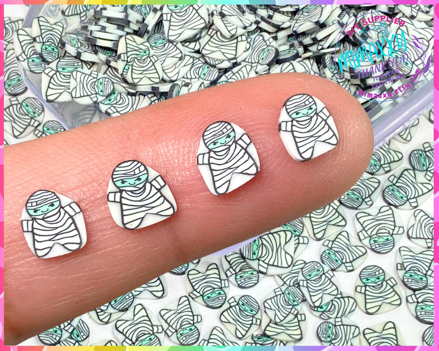 5mm Mummy Halloween / Kuwaii /Fimo/Slice Perfect for DIY/Fake Food/Slime/Snow Globe Tumblers/Deco Topping/Fake Dessert, HALLOWEEN 031