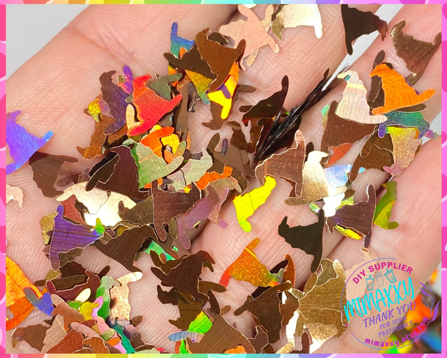 10mm Holographic Witch Hat, Shaped Glitter, Chunky Glitter Mix, Cosmetic Glitter,Nail Art, Resin art,Snow Globe,Craft. SHAPES 018