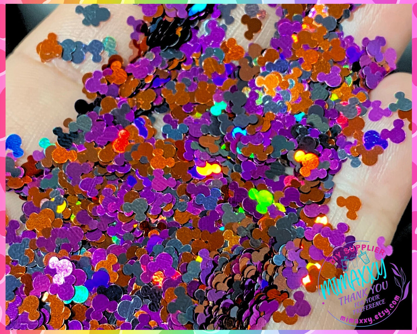 4mm Halloween Mouse Head, Chunky Glitter, Shape Gliiter, Cosmetic, Body Painting,Nail Art, Resin art,Snow Globe,Craft, MOUSE GLITTER 009