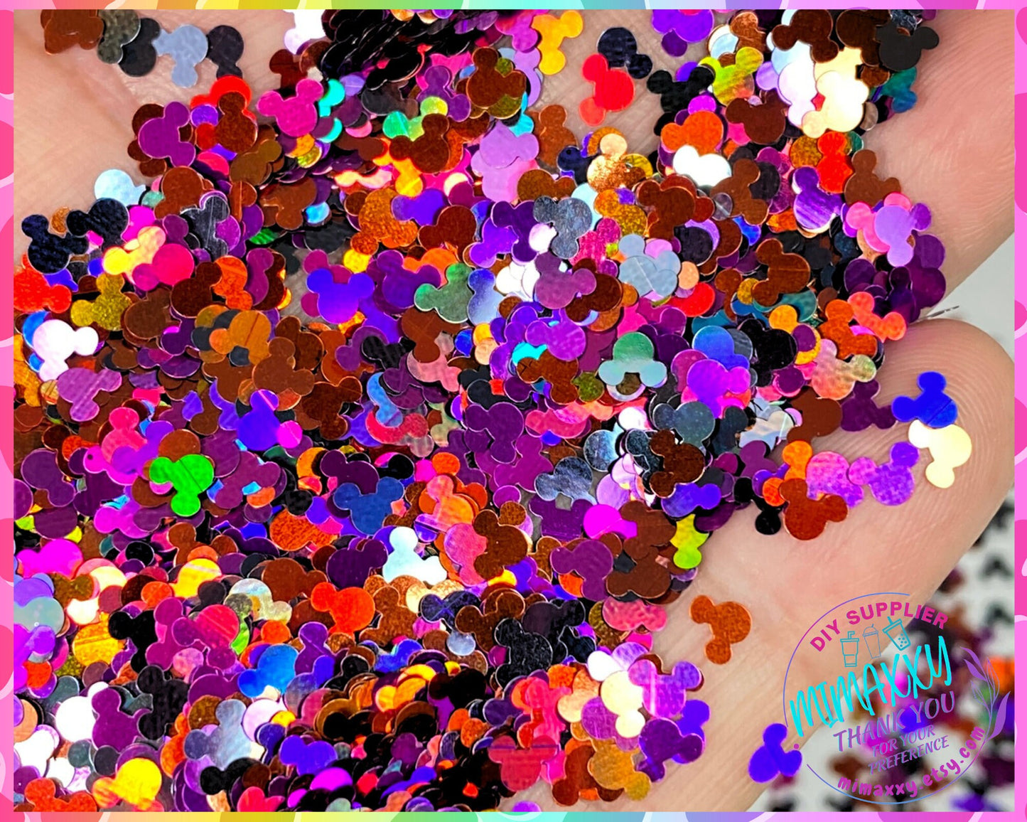 4mm Halloween Mouse Head, Chunky Glitter, Shape Gliiter, Cosmetic, Body Painting,Nail Art, Resin art,Snow Globe,Craft, MOUSE GLITTER 009