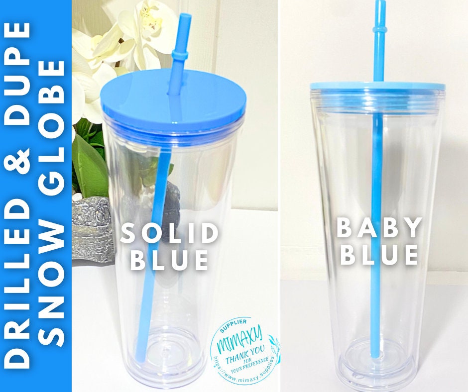 24 oz. ACRYLIC Tumbler / Double Wall Acrylic Tumbler / save time / Tumbler for snowglobe with hole / Bpa Free / Reusable, DRILLED