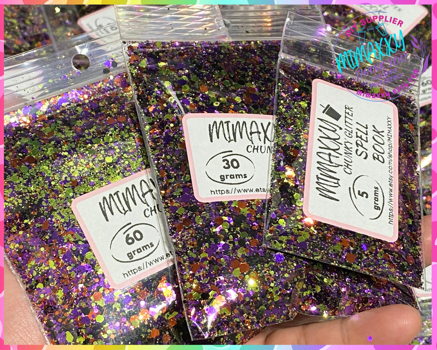 SPELL BOOK, witches brew, Shaped Glitter, Chunky Glitter Mix, Cosmetic Glitter,Nail Art, Resin art,Snow Globe Tumbler,Craft, HALLOWEEN 18