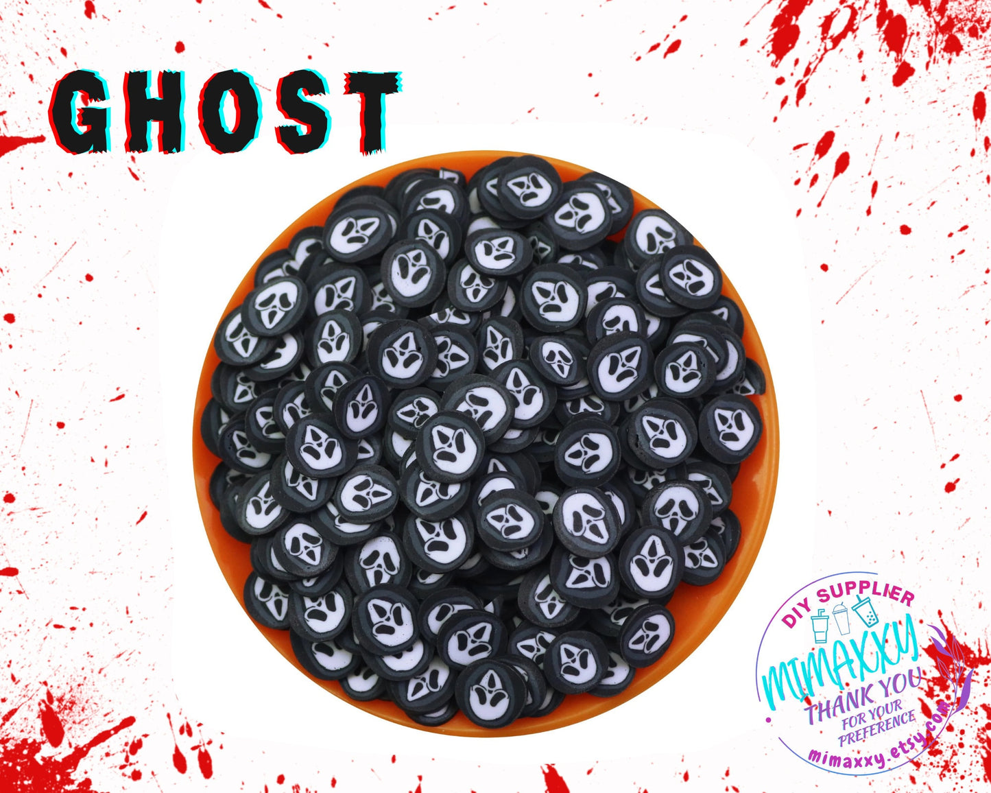 KILLER HORROR FACES, 5mm/10mm, Slime, resin, Polymer Clay Slices, snow globe tumblers, Fake Bake Nail, Craft, Bead, jason, chucky, scream