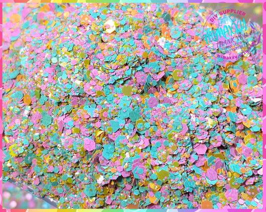 COTTON CANDY,Matte, pink, gold, Shaped Glitter, CHUNKY Glitter Mix, Cosmetic Glitter,Nail Art, Resin art,Snow Globe Tumbler,Craft, Matte 008