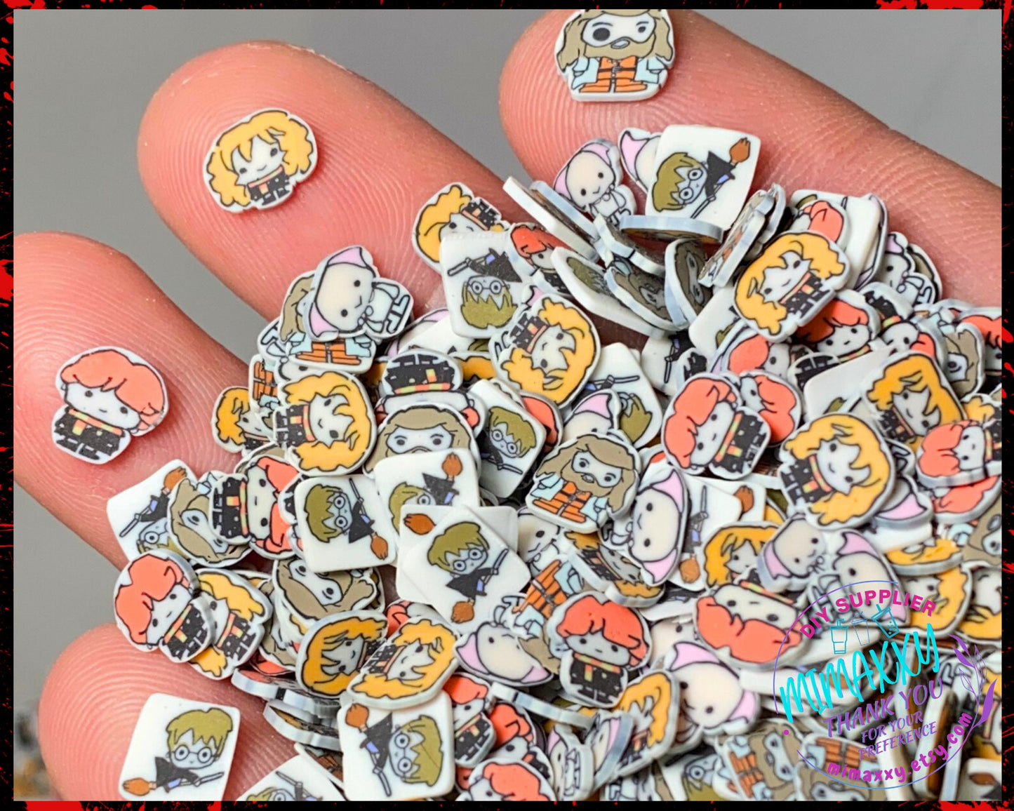 5mm Wizard Friends Polymer Clay Slices, Slime, Craft Supplies, Faux Sprinkles, Non-Edible, Tumbler Making, Nail Art, Cute Fimo, HARRY 006