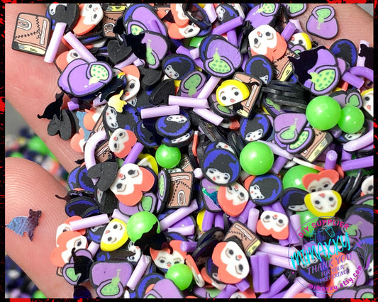 5mm Hocus Pocus Mix, Witches brew/ Sprinkle, Slime Polymer Clay Slices, Fake Bake Nail, Craft Ships, mix, salem, HALLOWEEN MIX 015