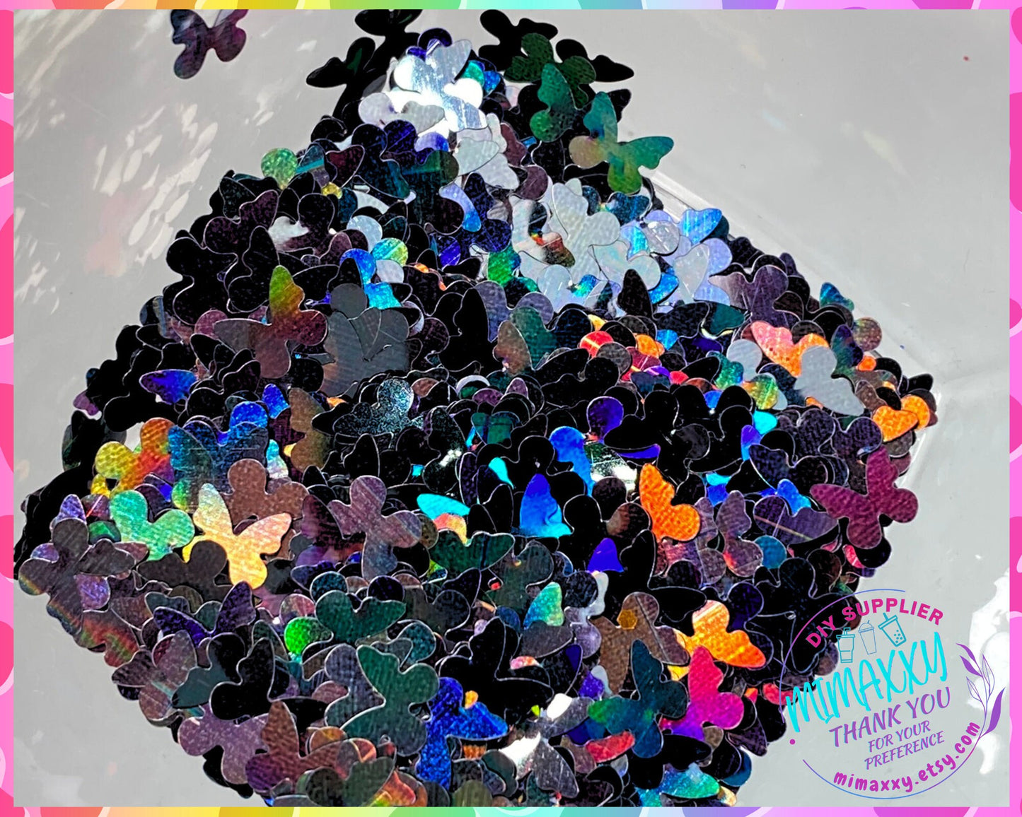 5mm Holographic Black Butterfly, Shaped Glitter, Chunky Glitter Mix, Cosmetic Glitter,Nail Art, Resin art,Snow Globe,Craft. SHAPES 008