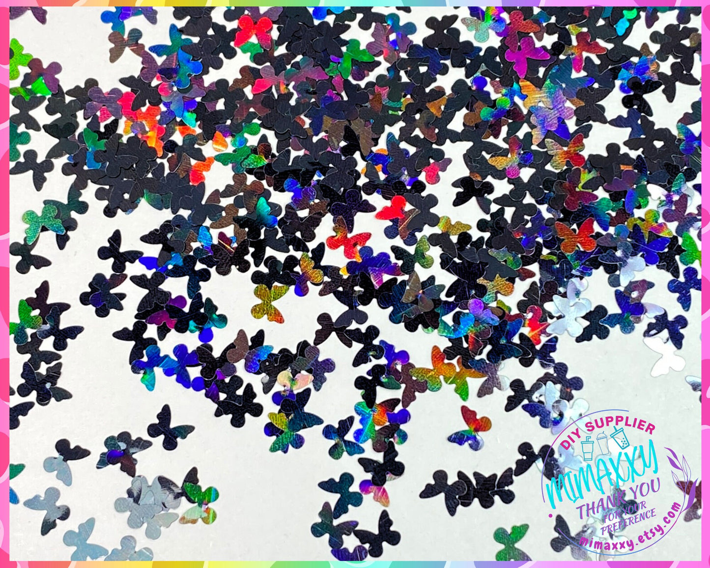 5mm Holographic Black Butterfly, Shaped Glitter, Chunky Glitter Mix, Cosmetic Glitter,Nail Art, Resin art,Snow Globe,Craft. SHAPES 008