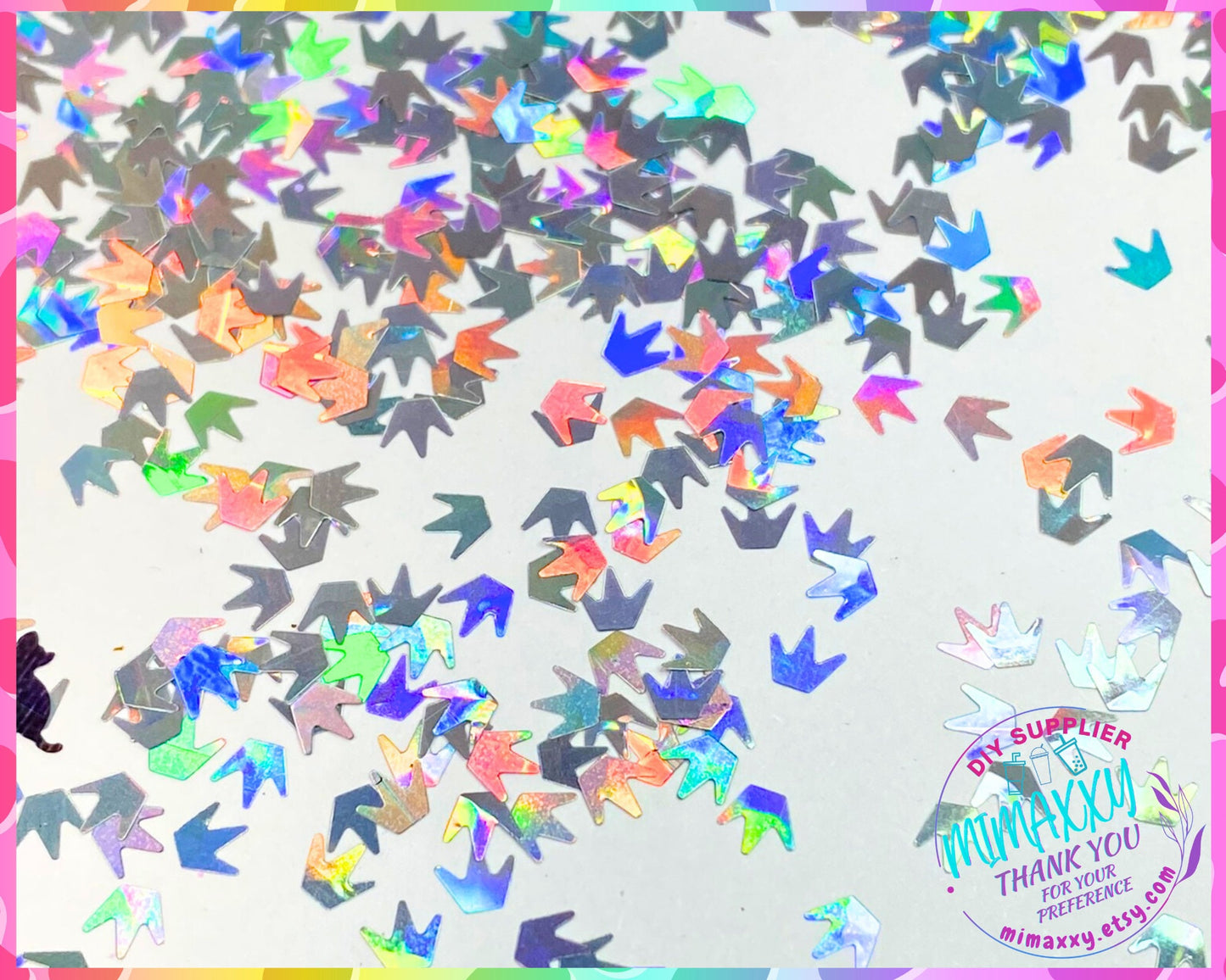 4mm Holographic Silver Crown, Shape Gliiter, Cosmetic, Body Painting,Nail, Resin art,Snow Globe Tumbler, DIY, SHAPES 021