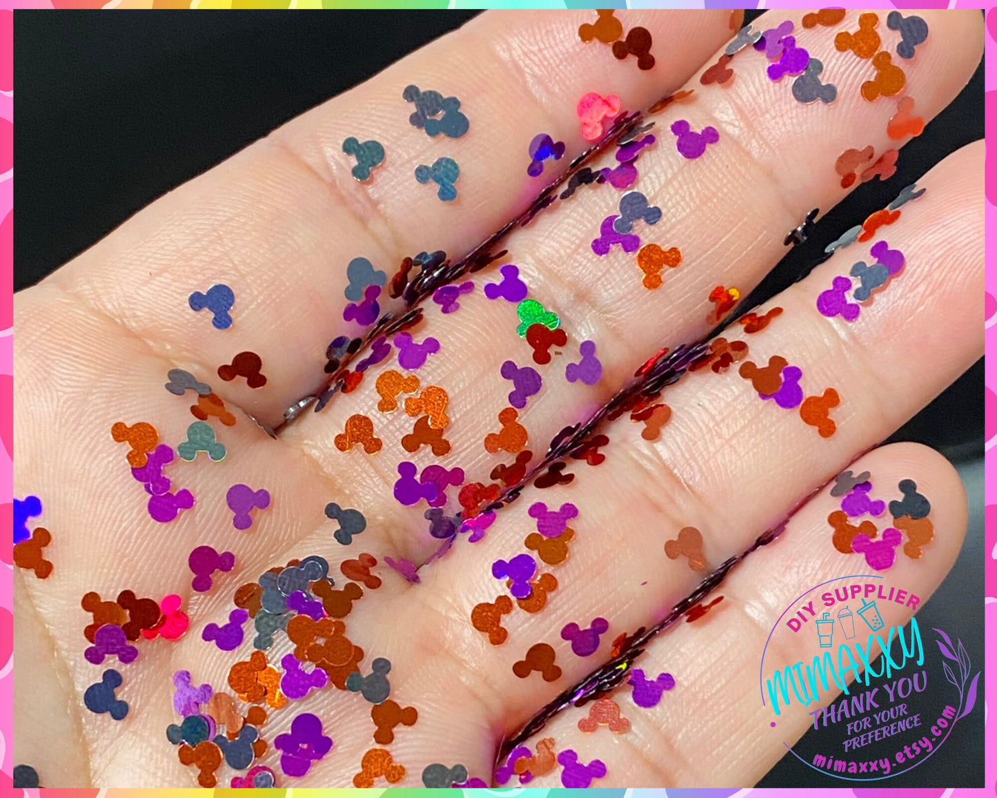 4mm Halloween Mouse Head, Chunky Glitter, Shape Gliiter, Cosmetic, Body Painting,Nail Art, Resin art,Snow Globe,Craft, MOUSE GLITTER 009