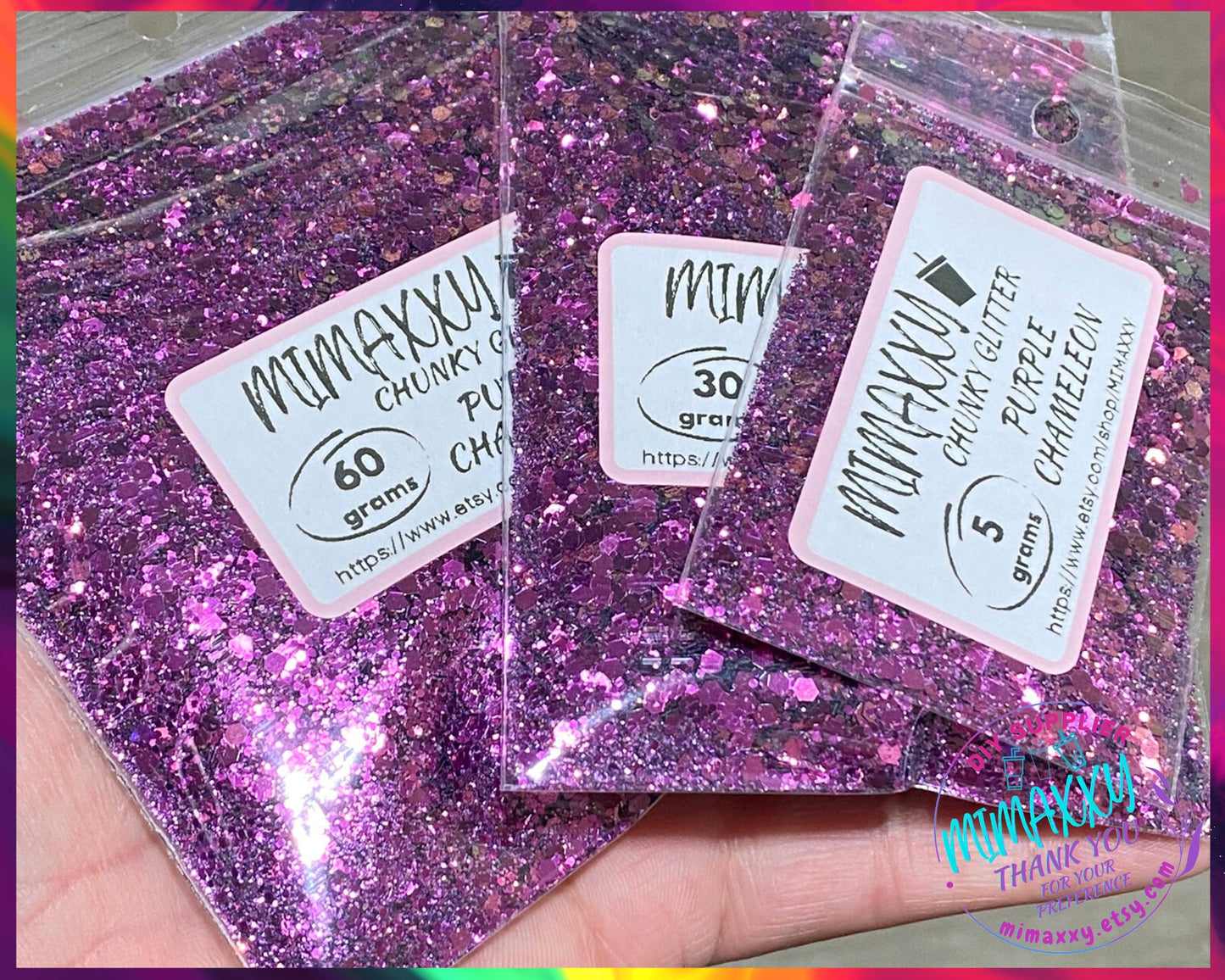 PURPLE CHAMELEON, Shaped Glitter, Chunky Glitter Mix, Cosmetic Glitter,Nail Art, Resin art,Snow Globe Tumbler,Craft, CHAMELEON 013