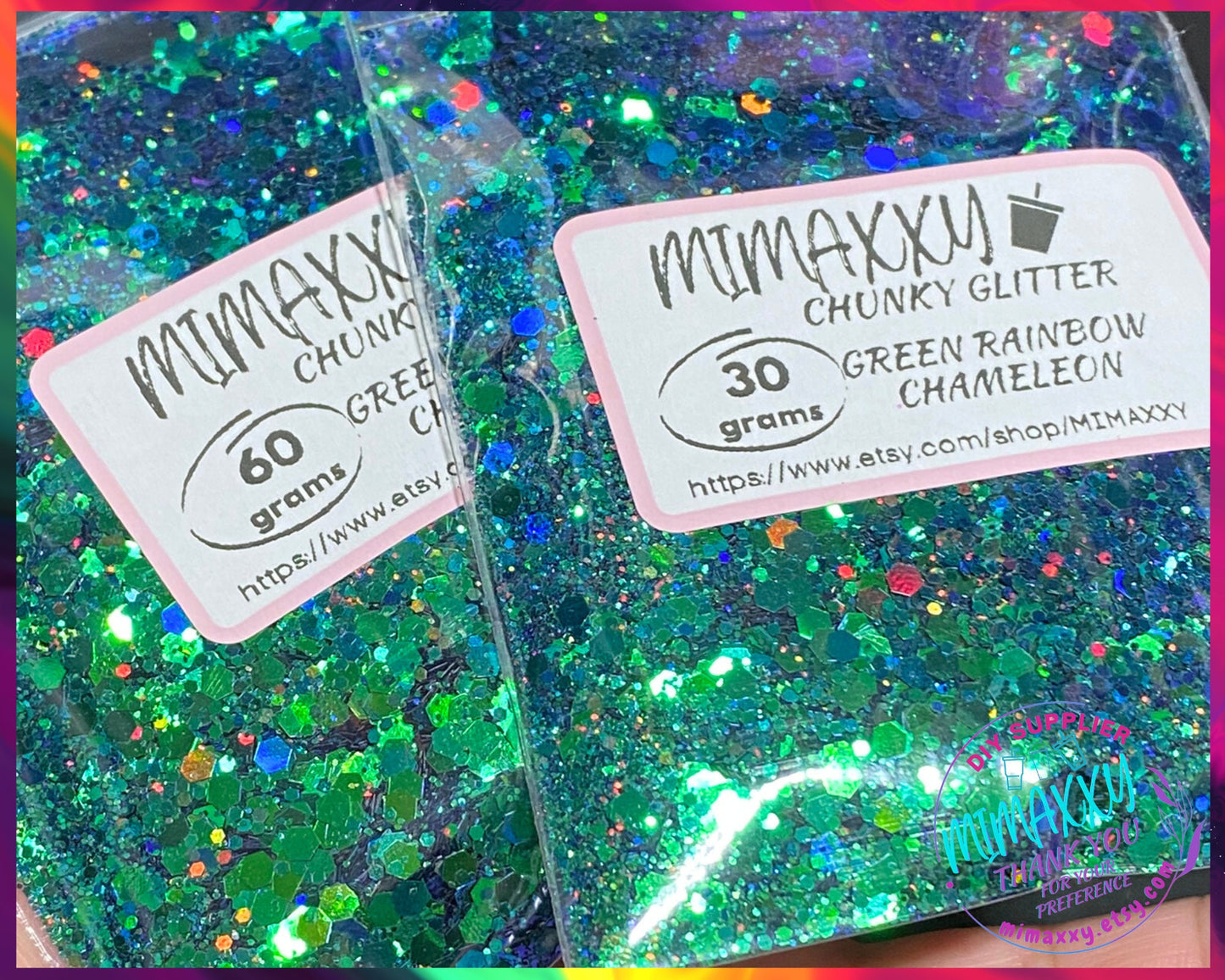 Green Rainbow Chameleon  ,Shaped Glitter, Chunky Glitter Mix, Cosmetic Glitter,Nail Art, Resin art,Snow Globe Tumbler,Craft, CHAMELEON 008