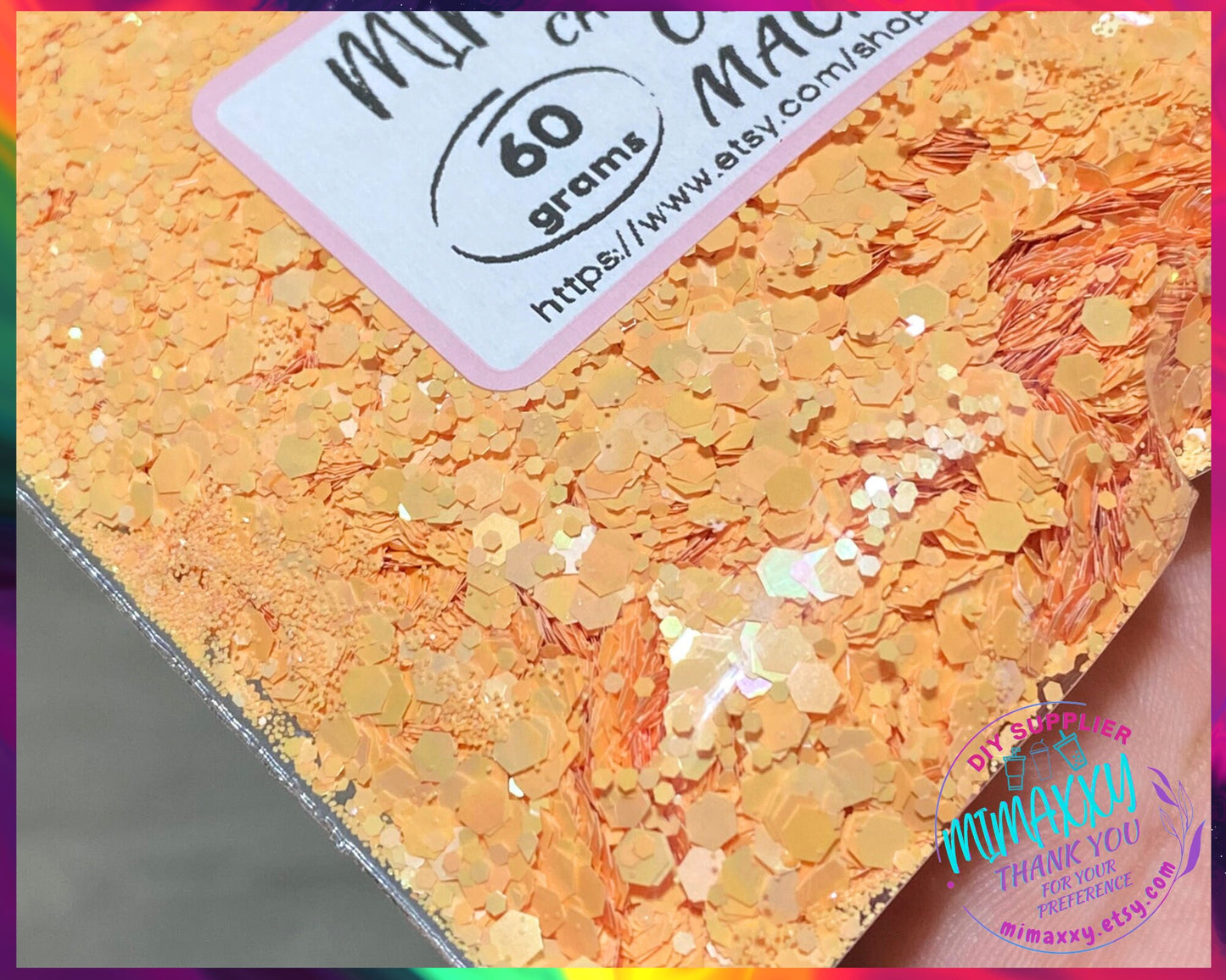 ORANGE MACARON, Shaped Glitter, Chunky Glitter Mix, Cosmetic Glitter,Nail Art, Resin art,Snow Globe Tumbler,Craft, pastel, MATTE 019