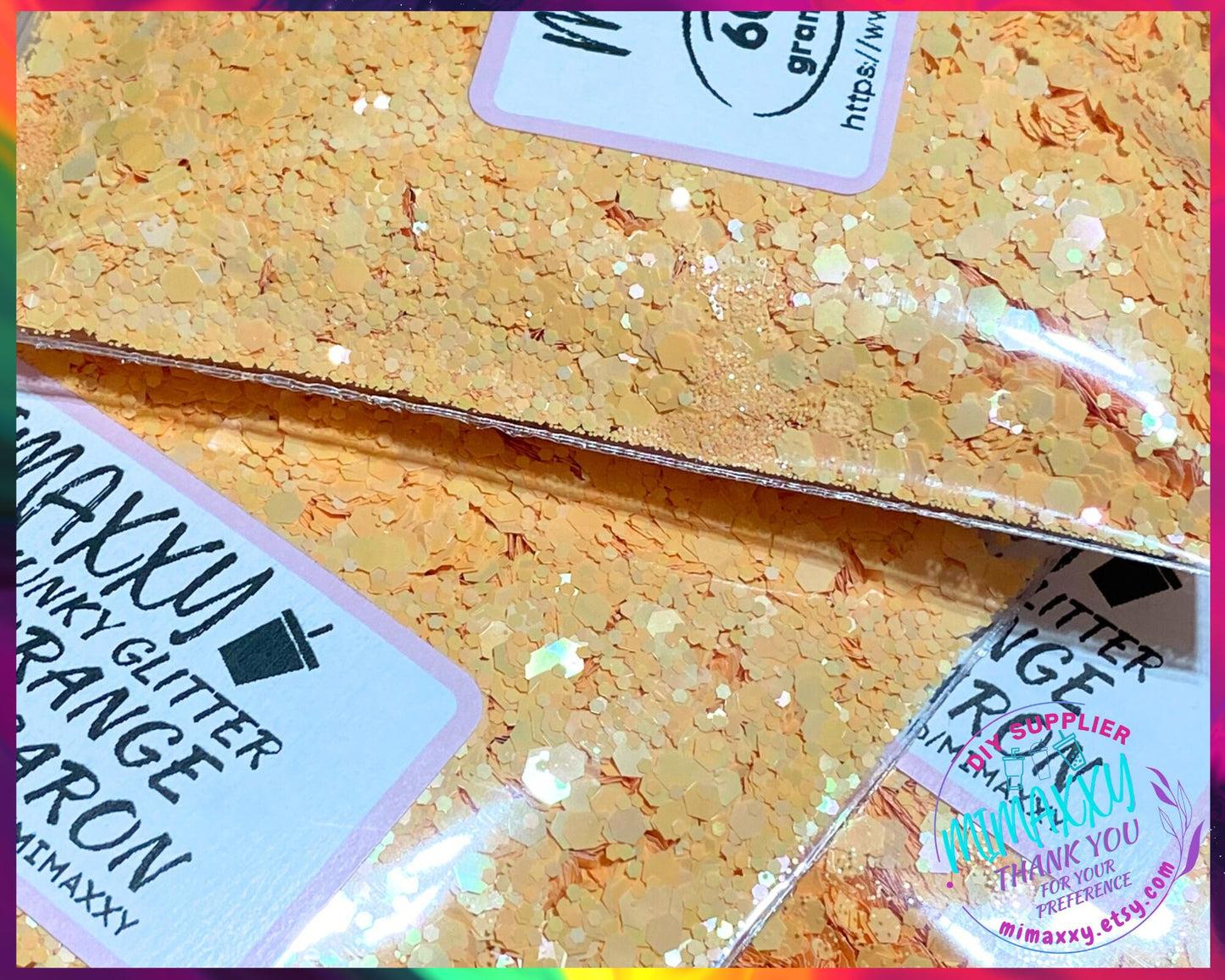 ORANGE MACARON, Shaped Glitter, Chunky Glitter Mix, Cosmetic Glitter,Nail Art, Resin art,Snow Globe Tumbler,Craft, pastel, MATTE 019