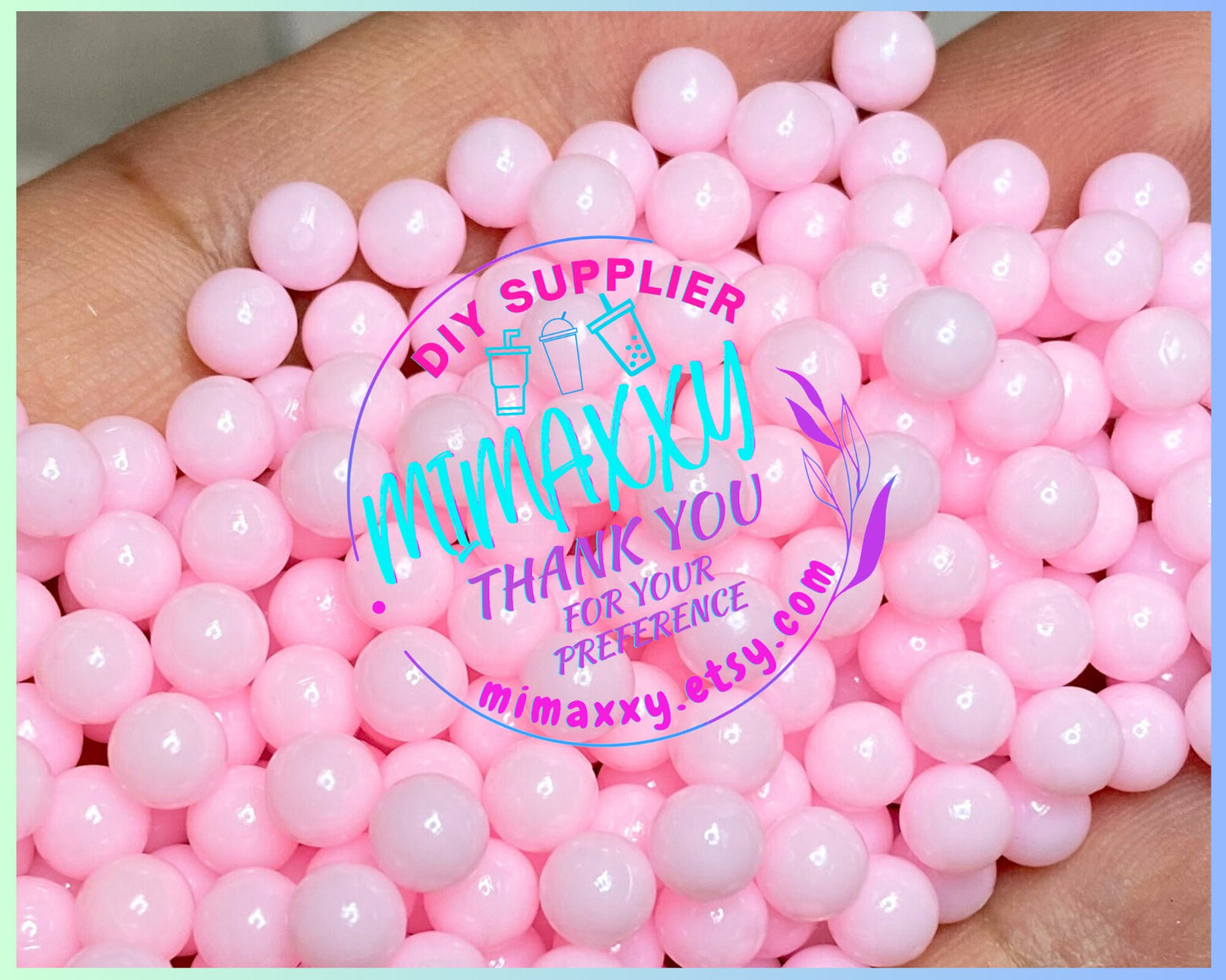 Baby Pink Pearl Beads No Hole, Round, Caviar, Resin Charms Cabochons, Slime DIY Craft, boba, Decoration, snow globe, jewerly, BEADS 007