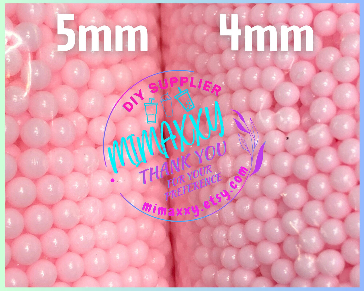 Baby Pink Pearl Beads No Hole, Round, Caviar, Resin Charms Cabochons, Slime DIY Craft, boba, Decoration, snow globe, jewerly, BEADS 007