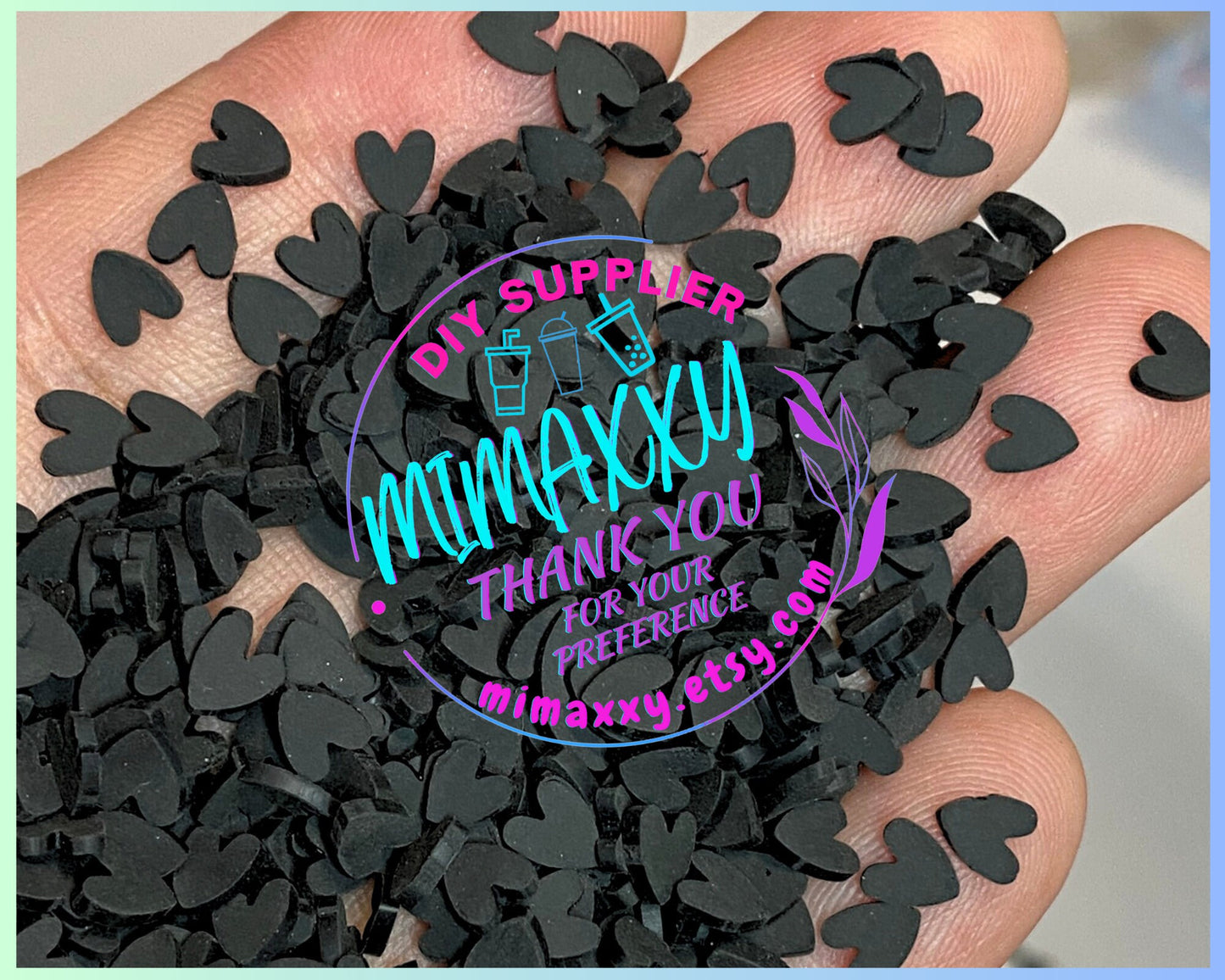 5mm White Heart Polymer Clay Slices, Fimo, DIY, Fake Foo, Slime, Snow Globe Tumblers, Decoden Topping, resin, nail, art, HEART 001