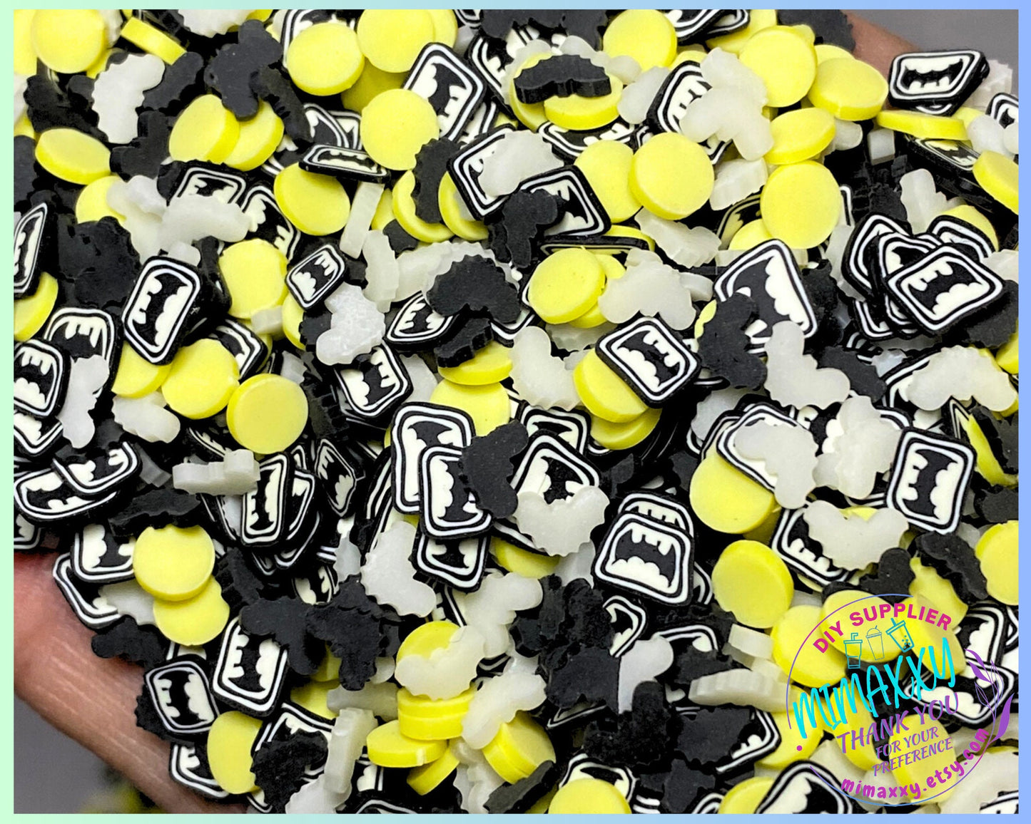 5mm Mix Bat super hero /Fimo/Slice Perfect DIY/Fake Food/Slime/Snow Globe Tumblers/Deco Topping/Fake Dessert, halloween, moon, CARTOON 005-A