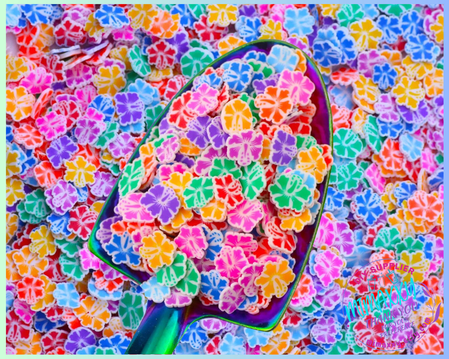 5mm Hibiscus MIX/ Sprinkle, Slime, Polymer Clay Slices, Fake, Bake, Nail Art, Faux Craft Ships, BEACH 003
